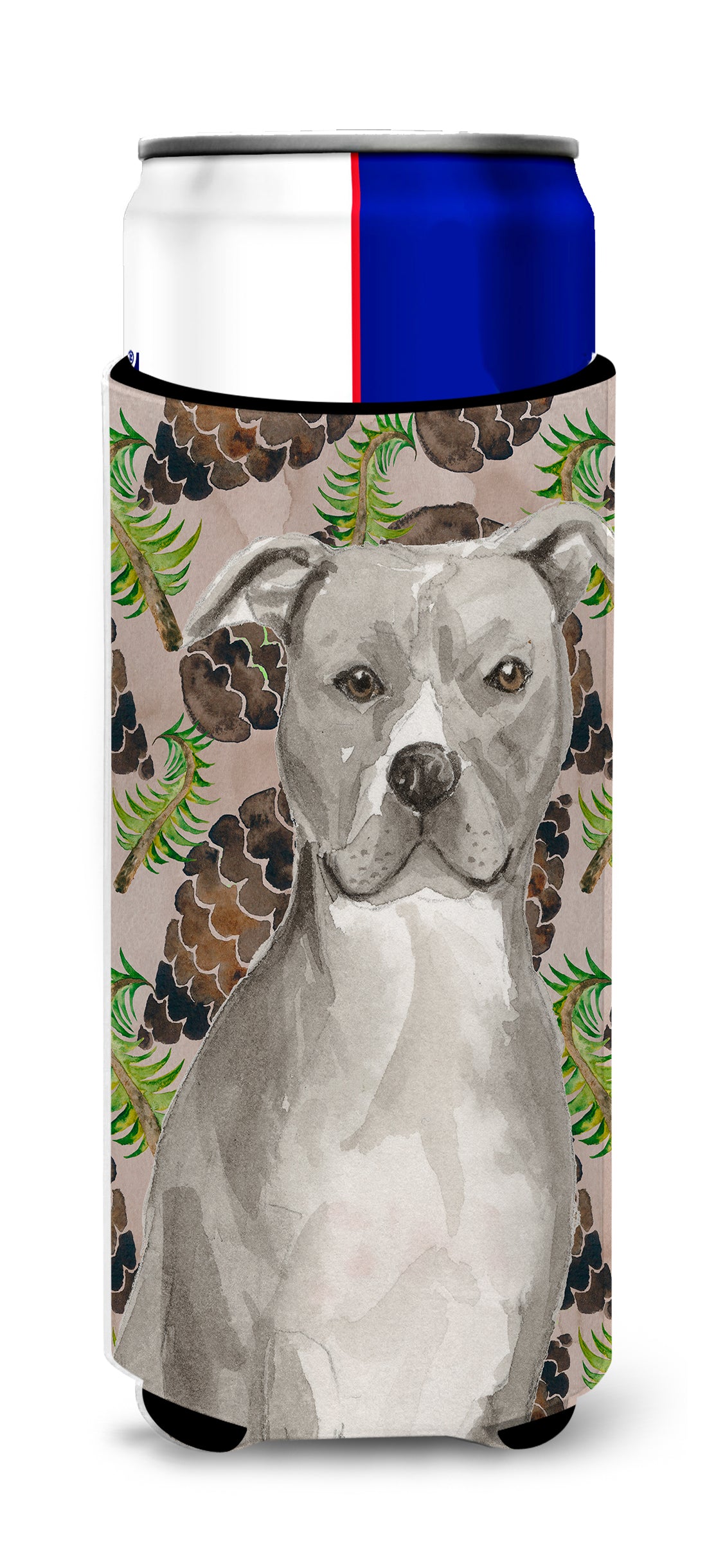 Staffordshire Bull Terrier Pine Cones  Ultra Hugger for slim cans BB9570MUK  the-store.com.