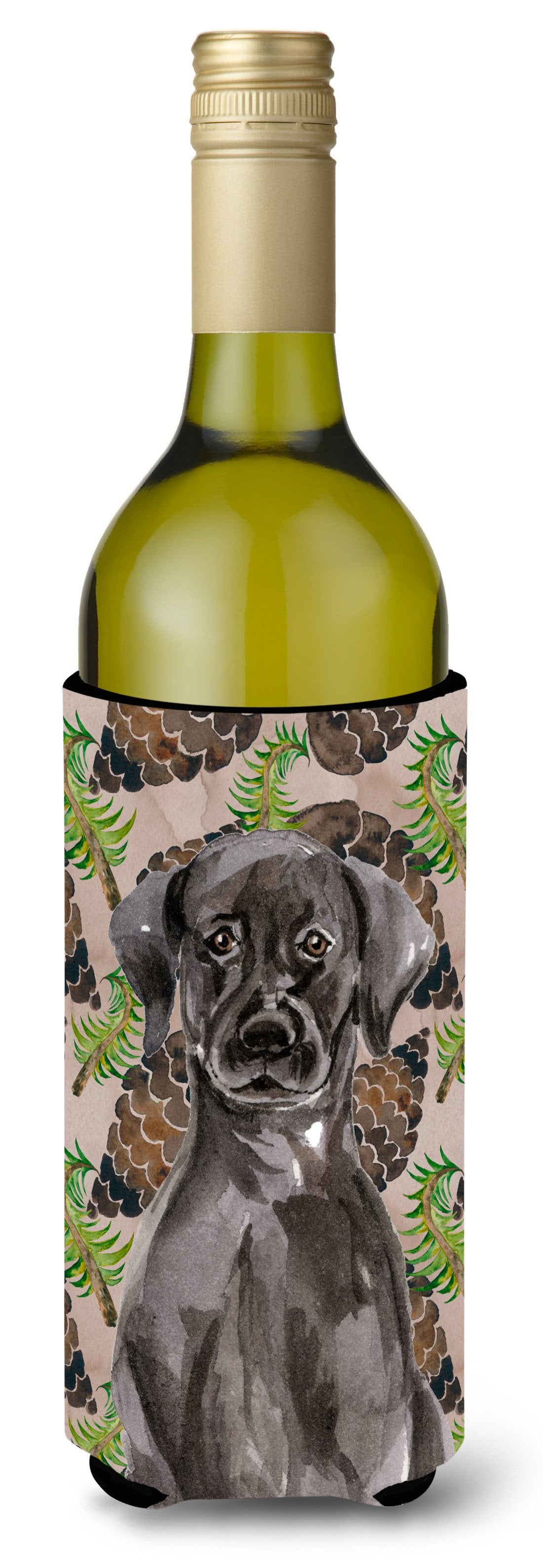 Black Labrador Pine Cones Wine Bottle Beverge Insulator Hugger BB9573LITERK by Caroline&#39;s Treasures