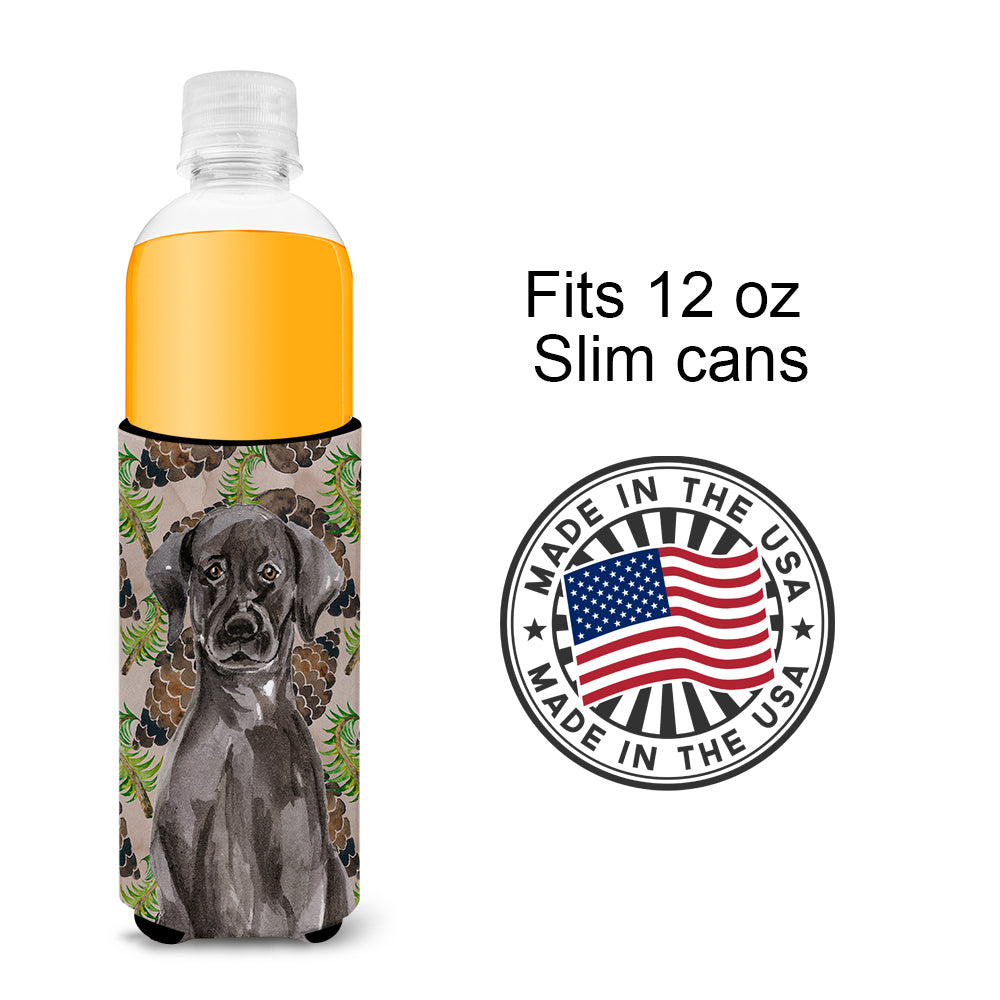 Black Labrador Pine Cones  Ultra Hugger for slim cans BB9573MUK  the-store.com.