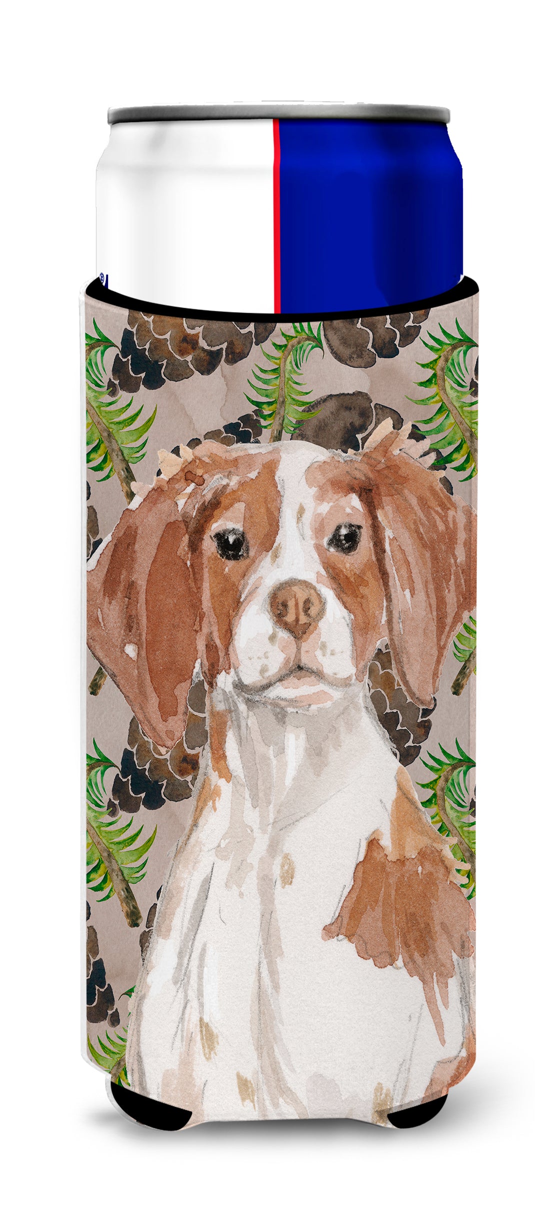 Brittany Spaniel Pine Cones  Ultra Hugger for slim cans BB9574MUK  the-store.com.