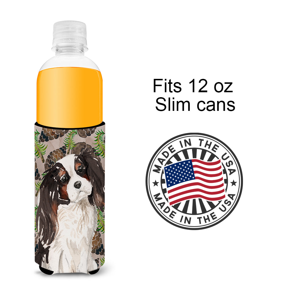 Tricolor Cavalier Spaniel Pine Cones  Ultra Hugger for slim cans BB9577MUK  the-store.com.