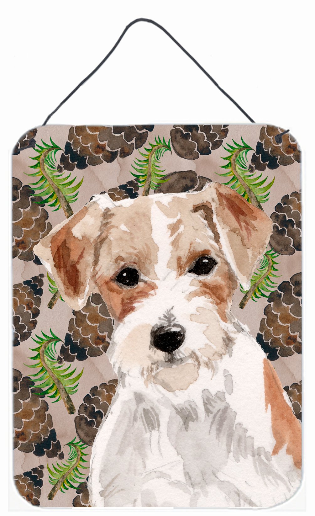 Wire Hair Jack Russell Pine Cones Wall or Door Hanging Prints BB9578DS1216 by Caroline&#39;s Treasures