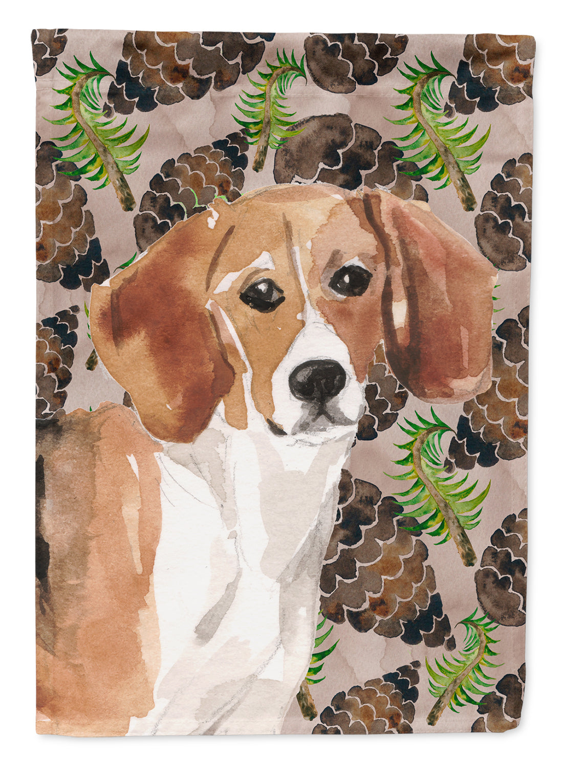 Beagle Pine Cones Flag Canvas House Size BB9579CHF