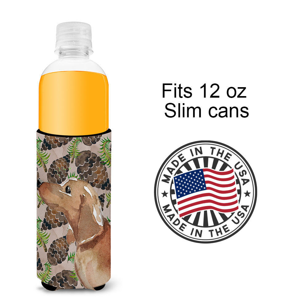 Red Tan Dachshund Pine Cones  Ultra Hugger for slim cans BB9581MUK