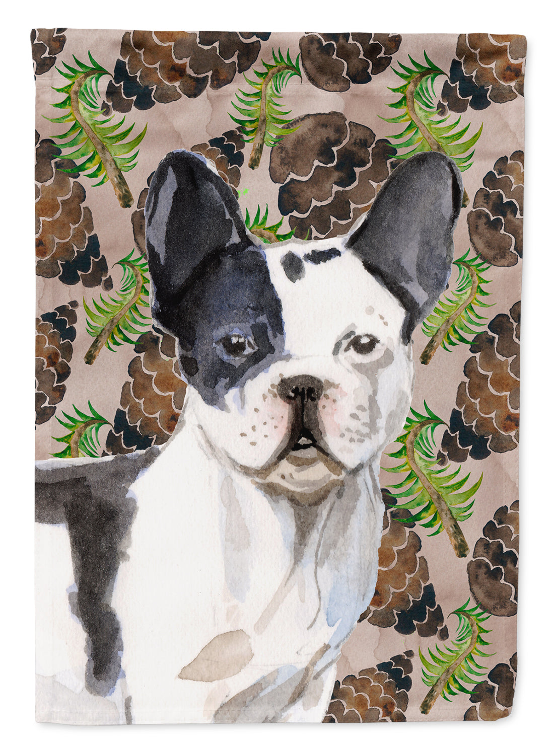 Black White French Bulldog Pine Cones Flag Canvas House Size BB9582CHF  the-store.com.