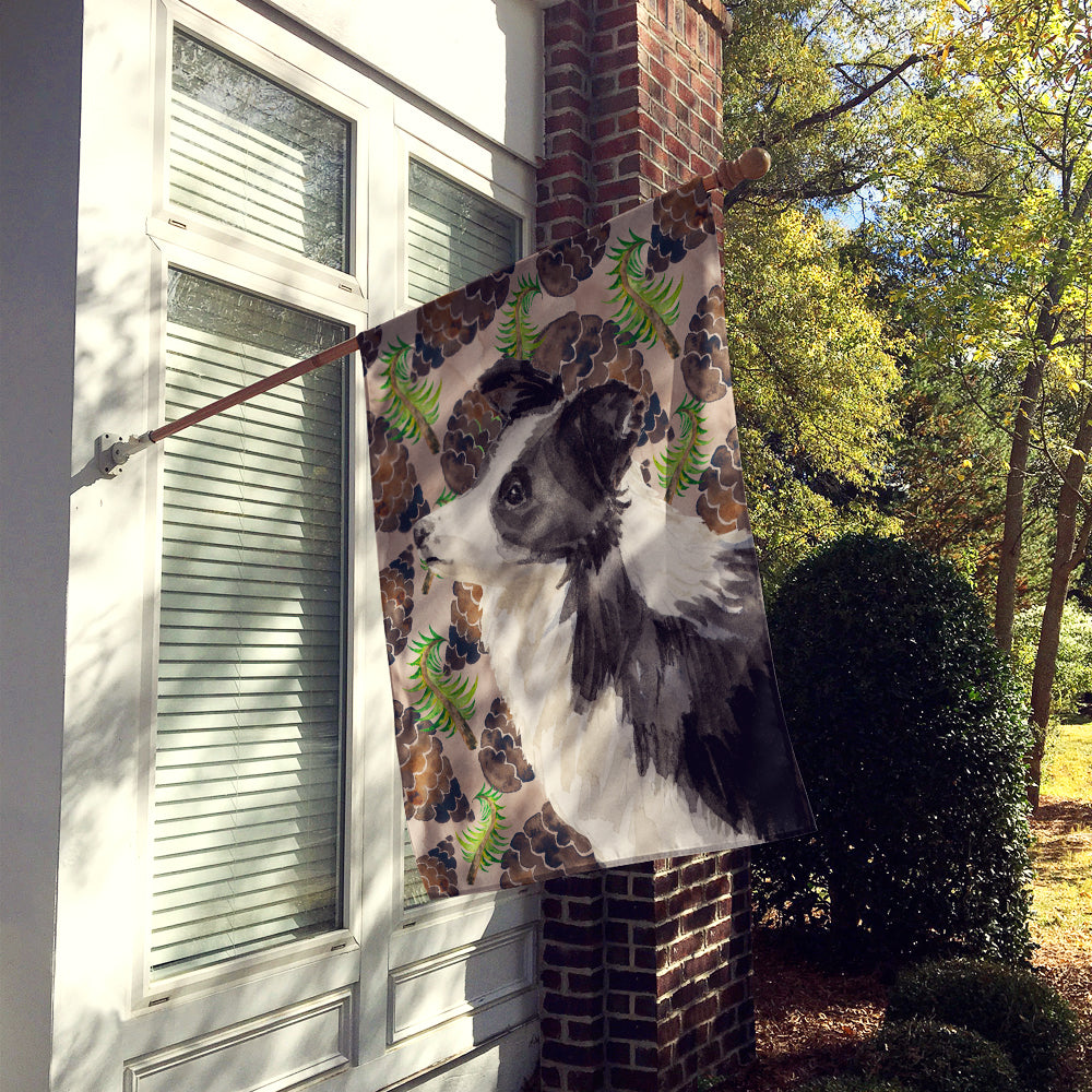 Border Collie Pine Cones Flag Canvas House Size BB9583CHF  the-store.com.