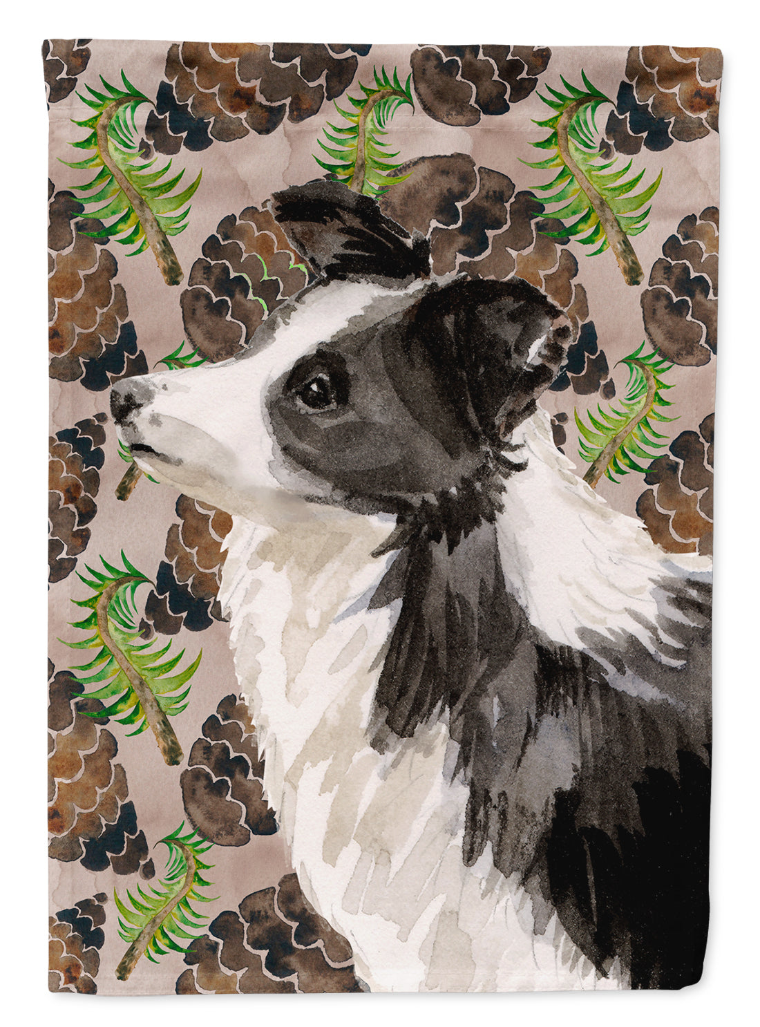 Border Collie Pine Cones Flag Canvas House Size BB9583CHF  the-store.com.