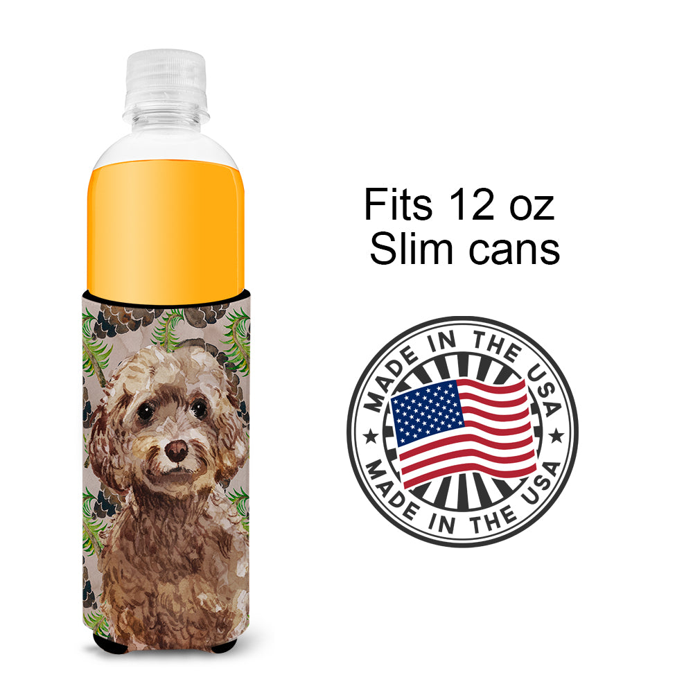 Brown Cockapoo Pine Cones  Ultra Hugger for slim cans BB9584MUK