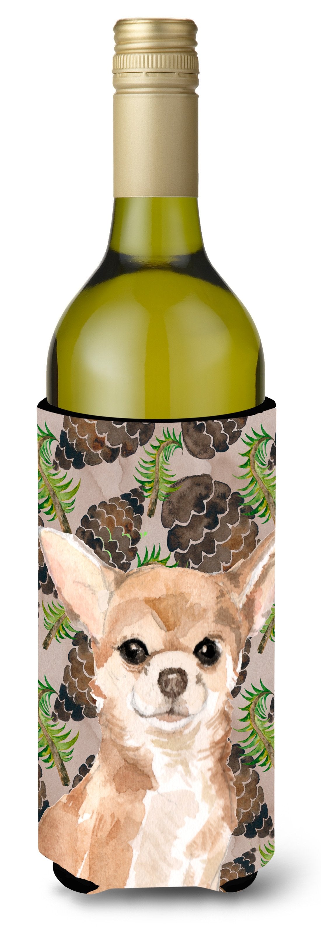 Chihuahua Pine Cones Wine Bottle Beverge Insulator Hugger BB9586LITERK by Caroline&#39;s Treasures