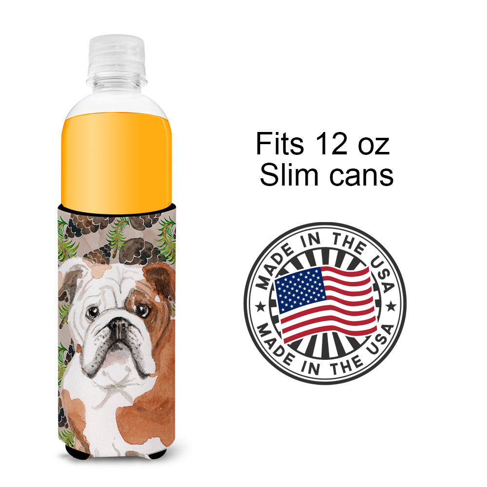 English Bulldog Pine Cones  Ultra Hugger for slim cans BB9591MUK
