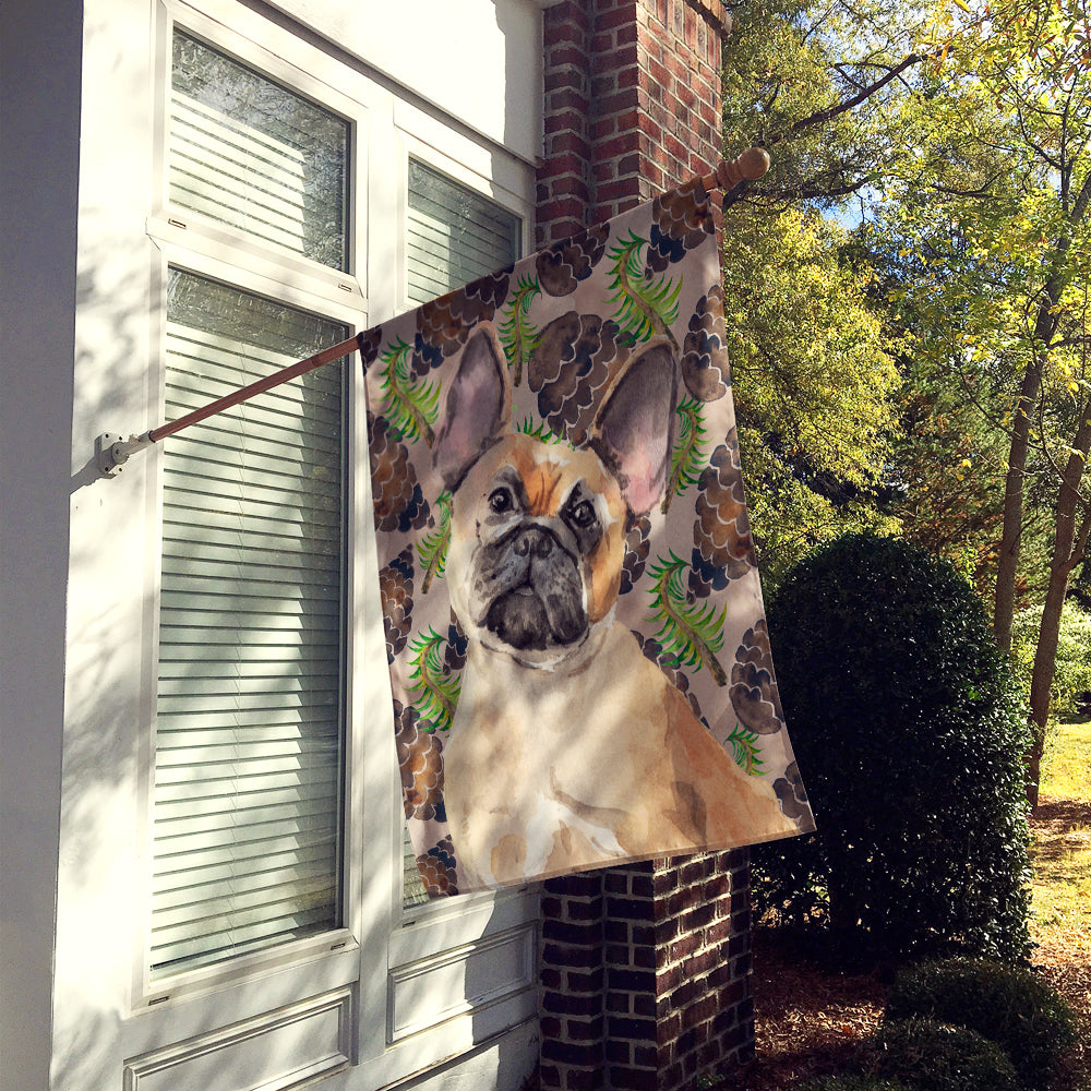 Fawn French Bulldog Pine Cones Flag Canvas House Size BB9592CHF  the-store.com.