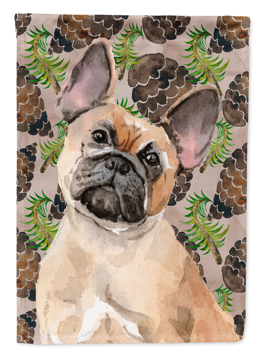 Fawn French Bulldog Pine Cones Flag Canvas House Size BB9592CHF