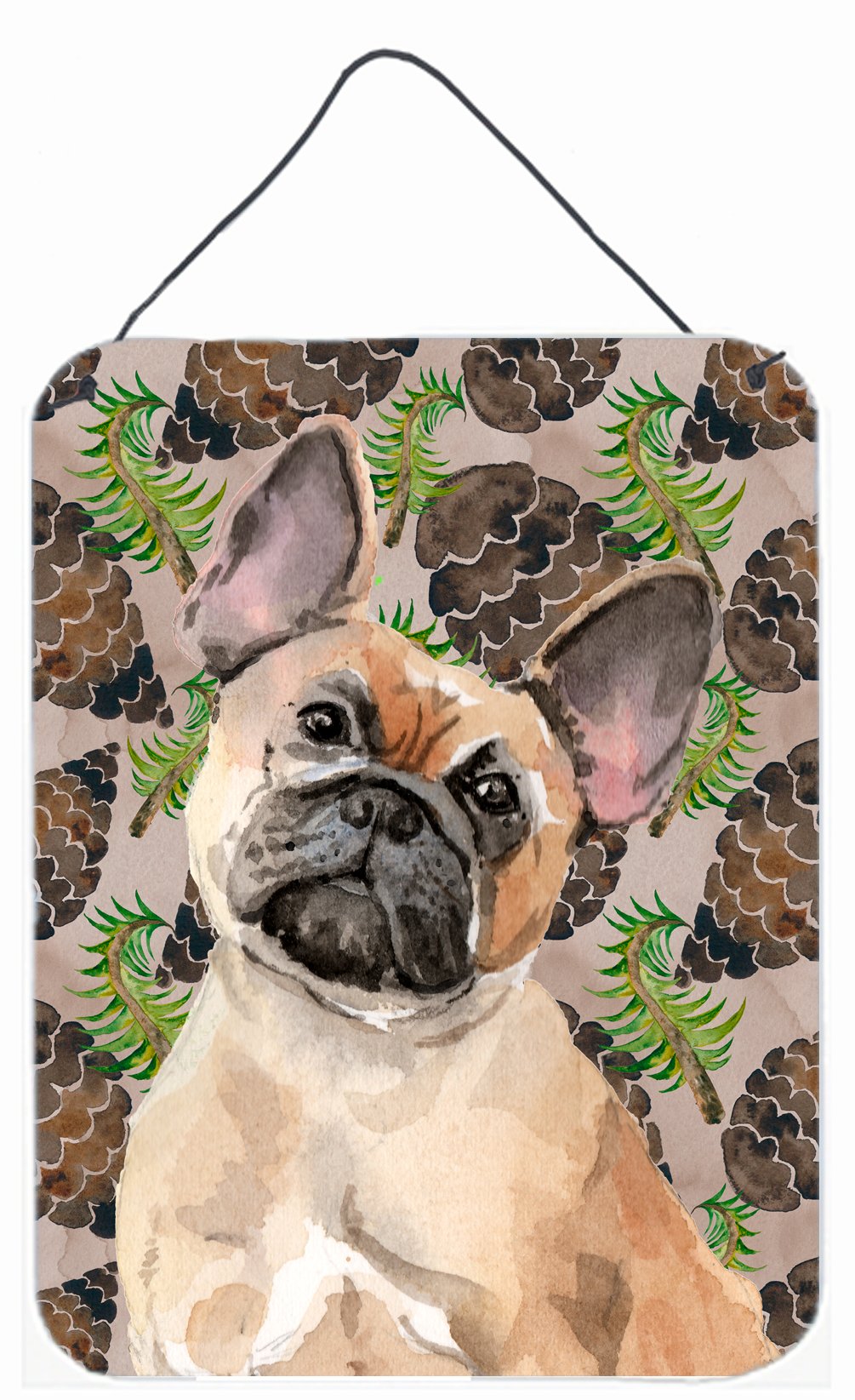 Fawn French Bulldog Pine Cones Wall or Door Hanging Prints BB9592DS1216 by Caroline&#39;s Treasures