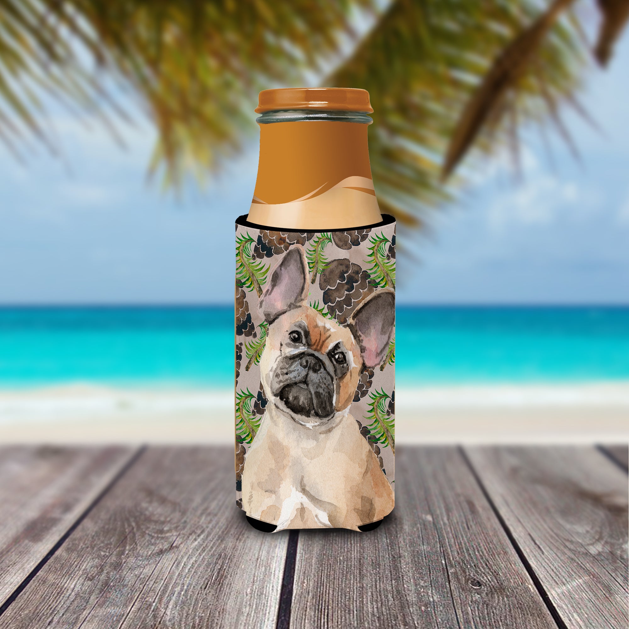Fawn French Bulldog Pine Cones  Ultra Hugger for slim cans BB9592MUK  the-store.com.