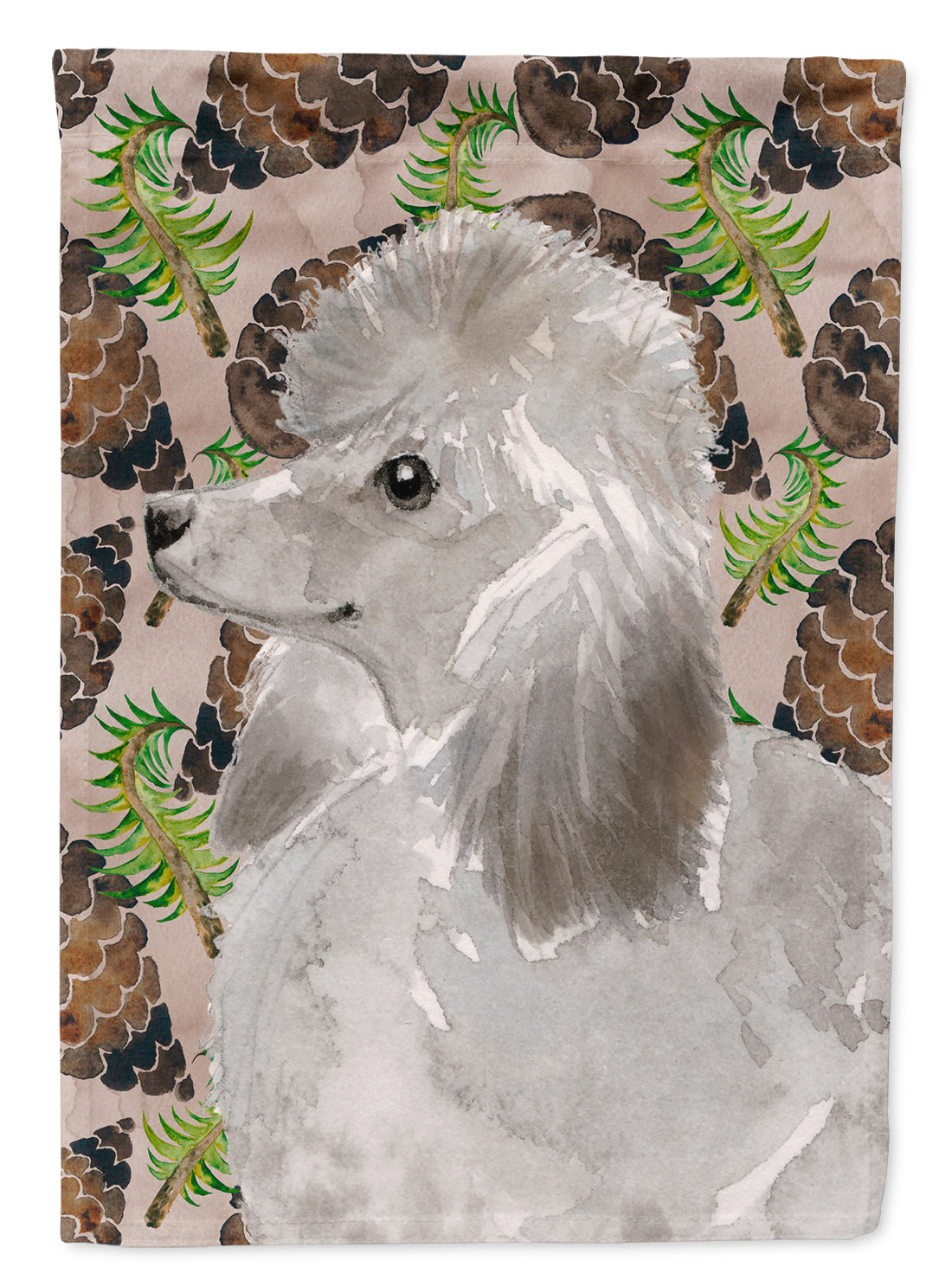 Grey Standard Poodle Pine Cones Flag Canvas House Size BB9595CHF