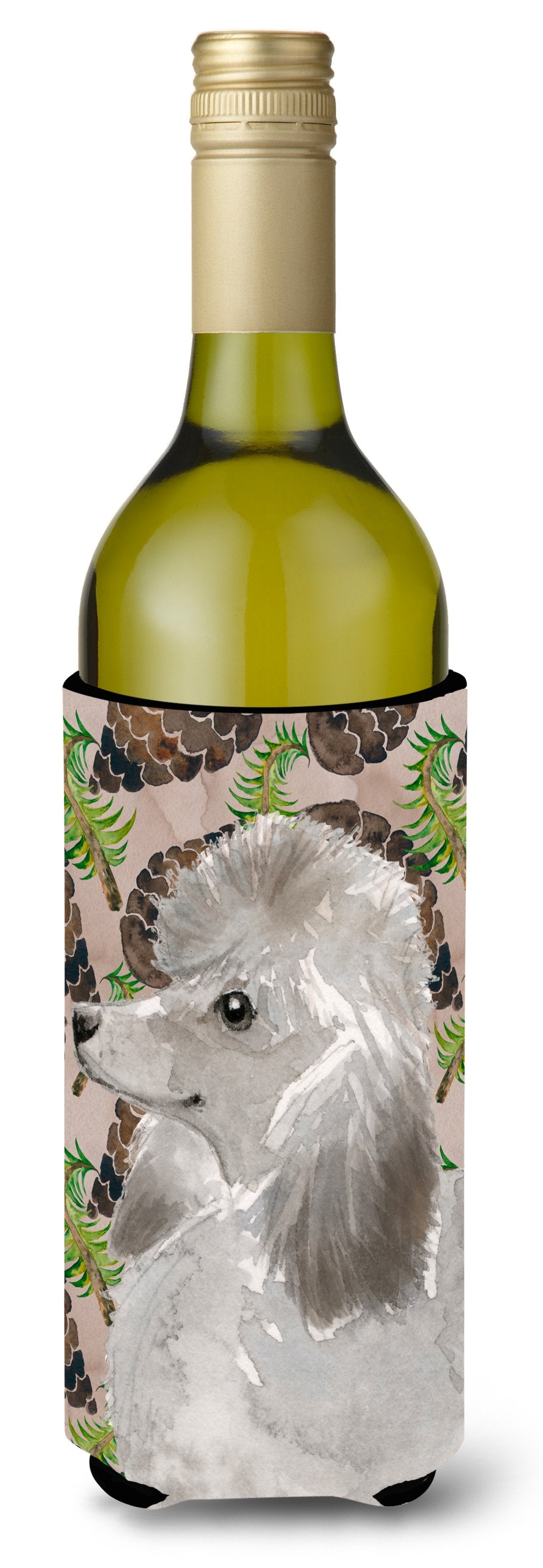 Grey Standard Poodle Pine Cones Wine Bottle Beverge Insulator Hugger BB9595LITERK by Caroline&#39;s Treasures