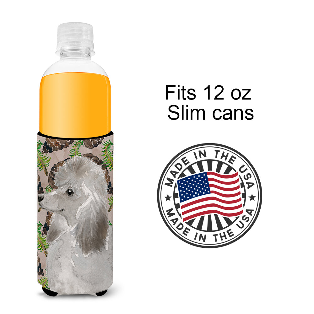 Grey Standard Poodle Pine Cones  Ultra Hugger for slim cans BB9595MUK