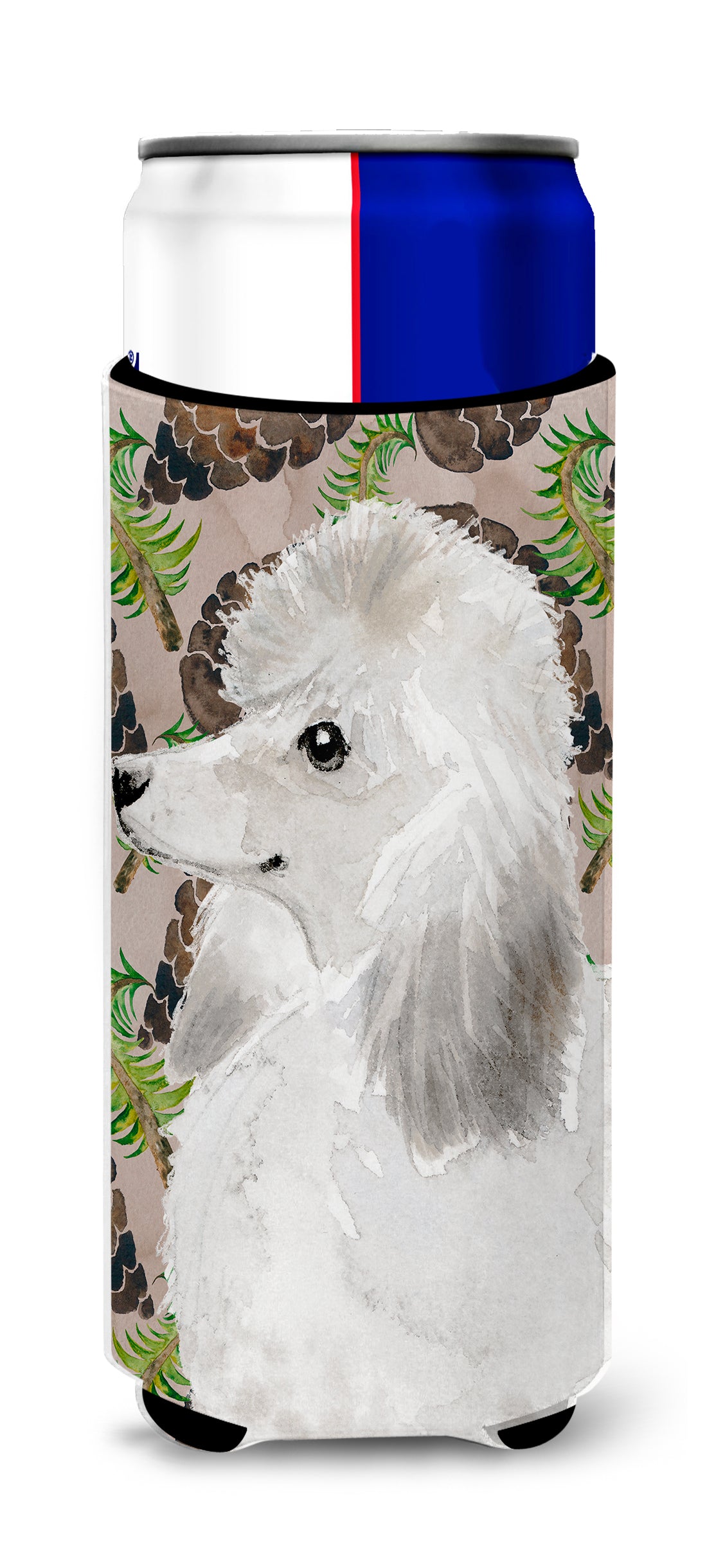 White Standard Poodle Pine Cones  Ultra Hugger for slim cans BB9596MUK  the-store.com.