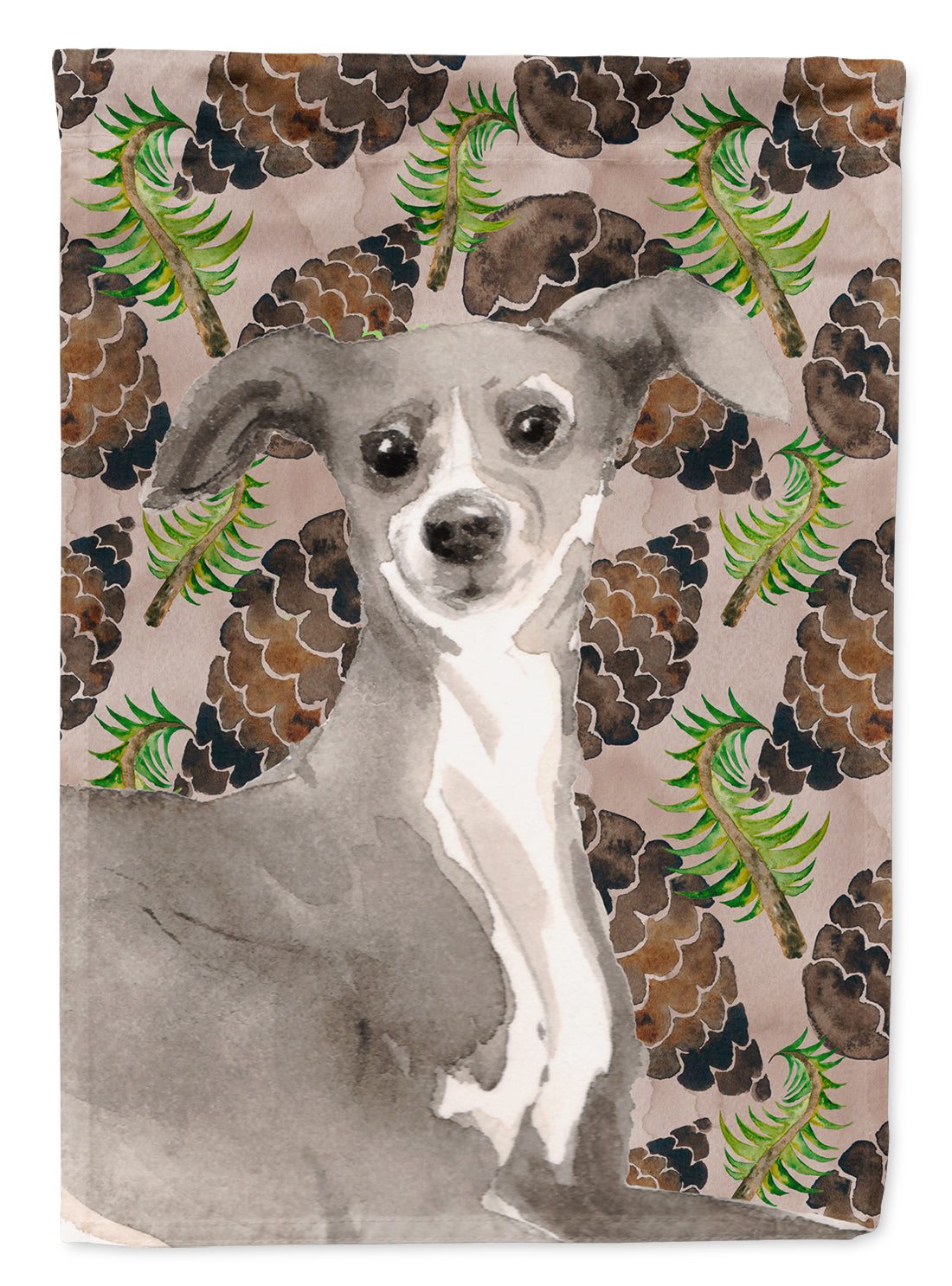 Italian Greyhound Pine Cones Flag Canvas House Size BB9597CHF  the-store.com.