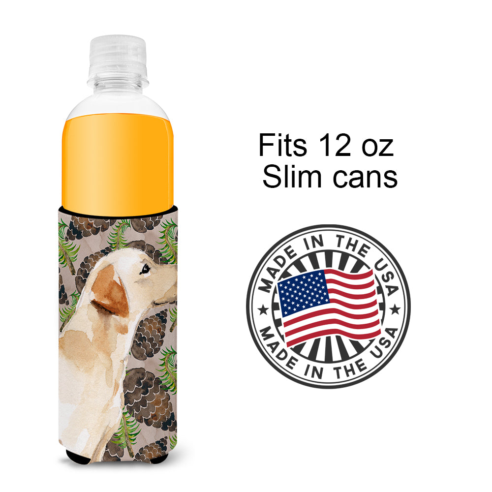 Yellow Labrador #2 Pine Cones  Ultra Hugger for slim cans BB9598MUK  the-store.com.