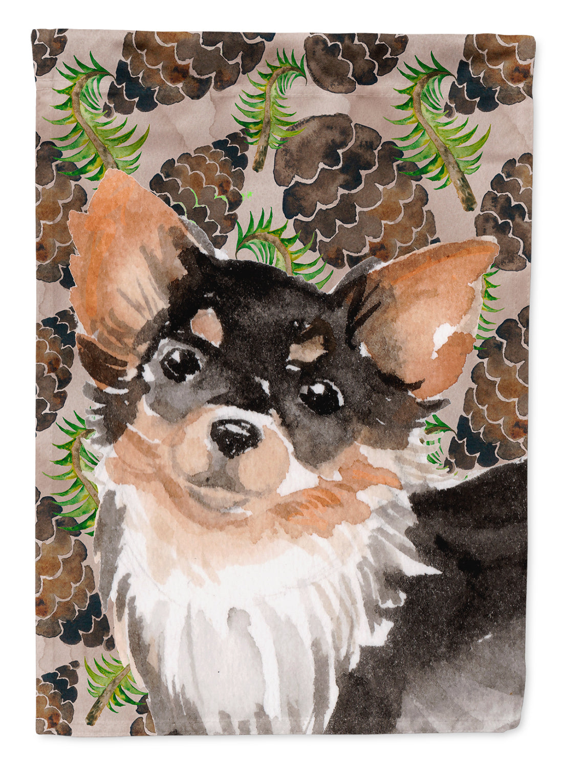 Long Haired Chihuahua Pine Cones Flag Canvas House Size BB9599CHF  the-store.com.