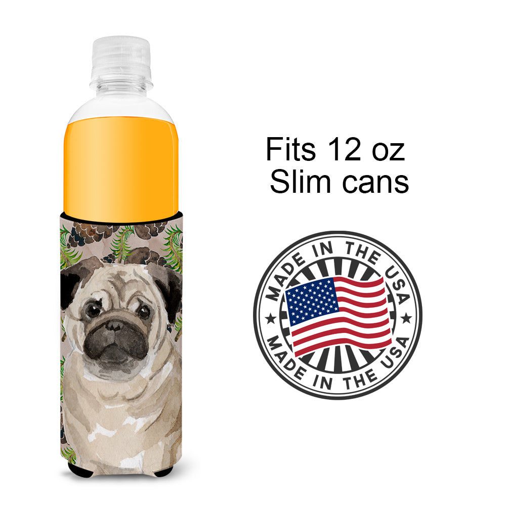 Fawn Pug Pine Cones  Ultra Hugger for slim cans BB9601MUK