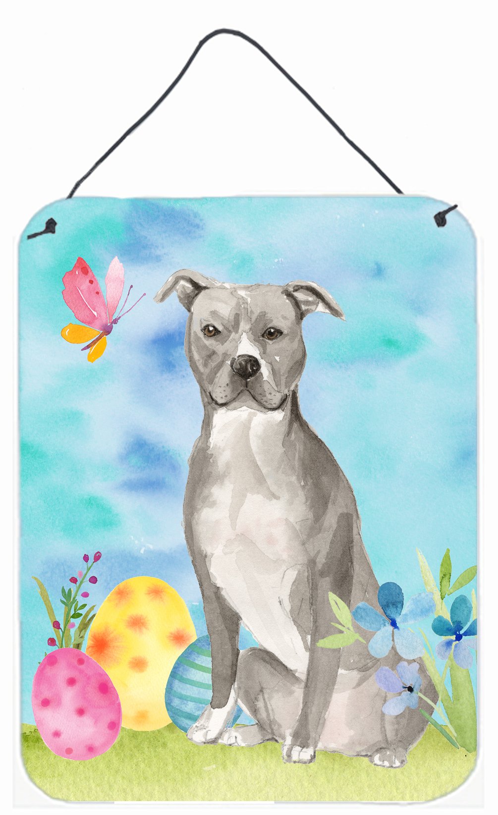 Staffordshire Bull Terrier Easter Wall or Door Hanging Prints BB9605DS1216 by Caroline&#39;s Treasures