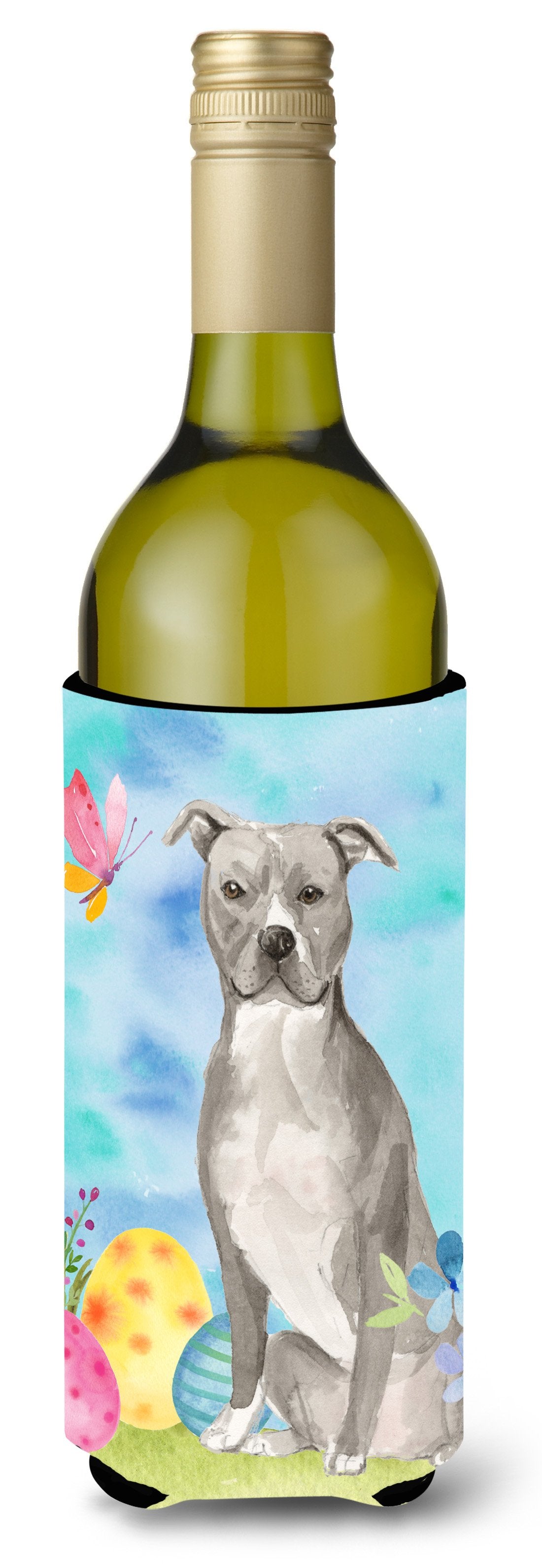 Staffordshire Bull Terrier Easter Wine Bottle Beverge Insulator Hugger BB9605LITERK by Caroline&#39;s Treasures