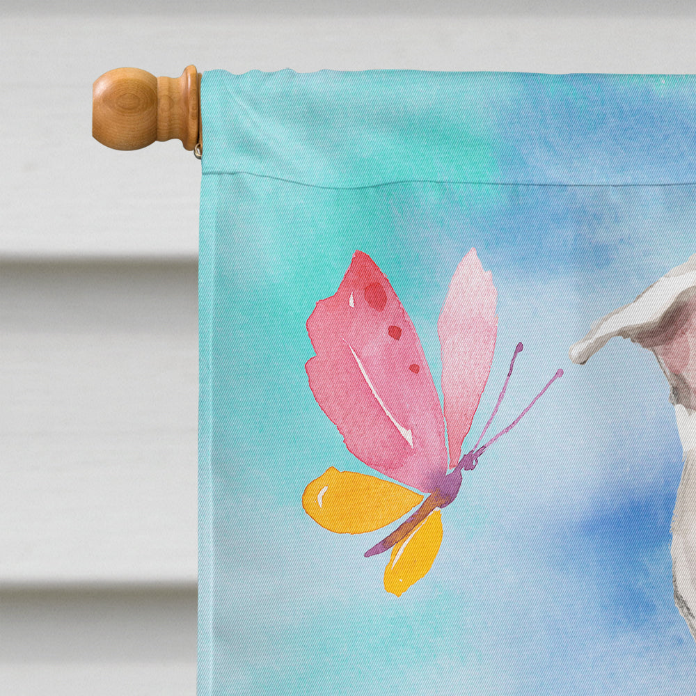 White Staffie Bull Terrier Easter Flag Canvas House Size BB9606CHF  the-store.com.