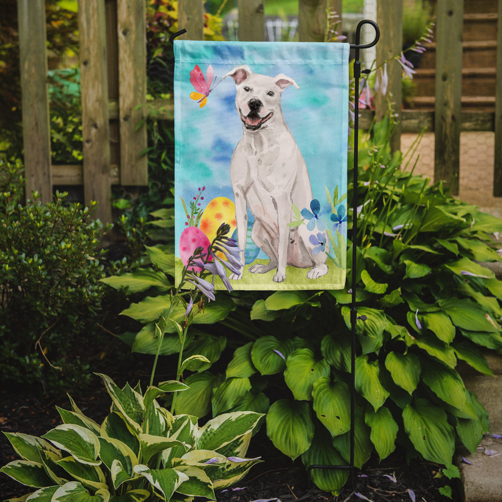 White Staffie Bull Terrier Easter Flag Garden Size BB9606GF  the-store.com.