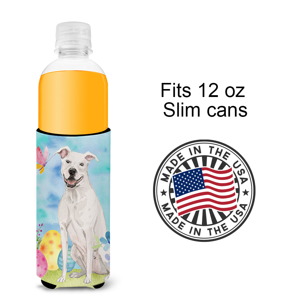 White Staffie Bull Terrier Easter  Ultra Hugger for slim cans BB9606MUK