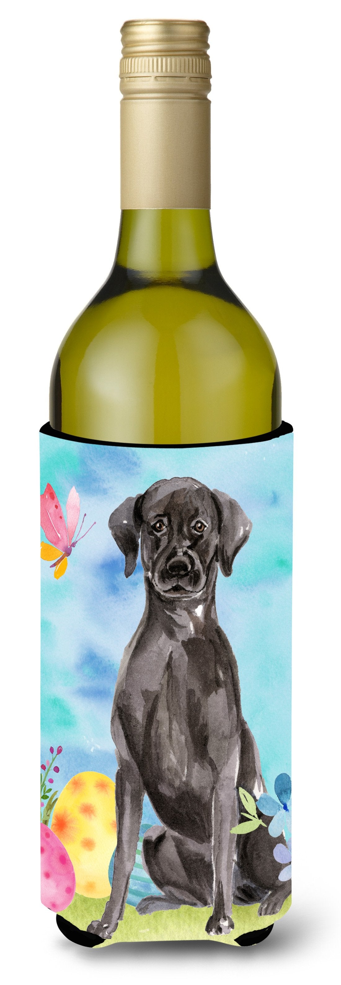 Black Labrador Easter Wine Bottle Beverge Insulator Hugger BB9608LITERK by Caroline&#39;s Treasures