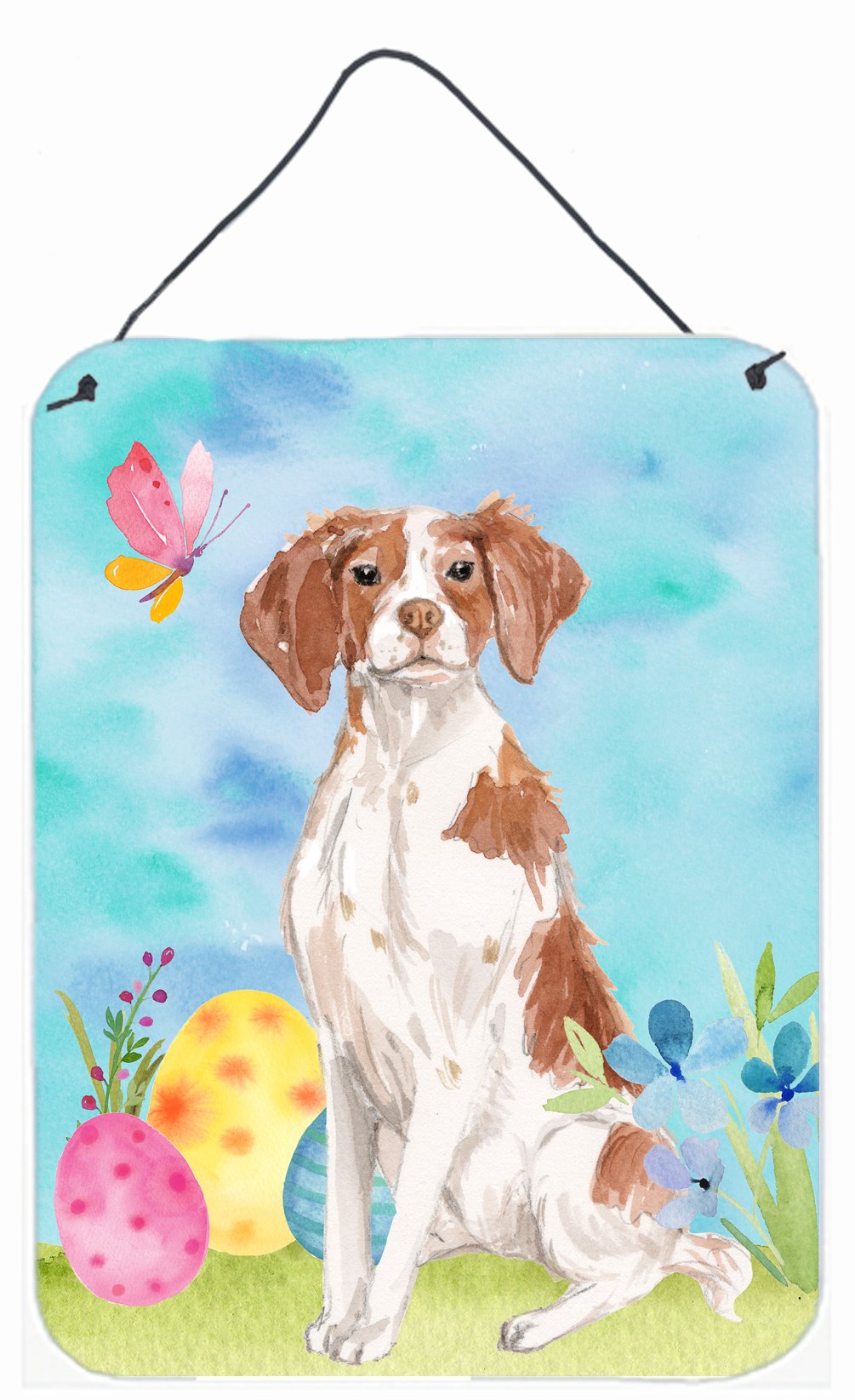 Brittany Spaniel Easter Wall or Door Hanging Prints BB9609DS1216 by Caroline&#39;s Treasures