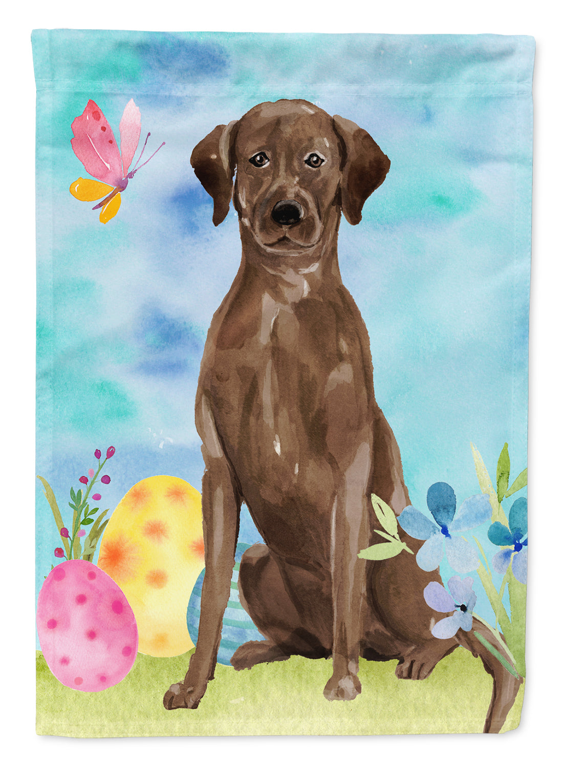 Chocolate Labrador Easter Flag Canvas House Size BB9610CHF
