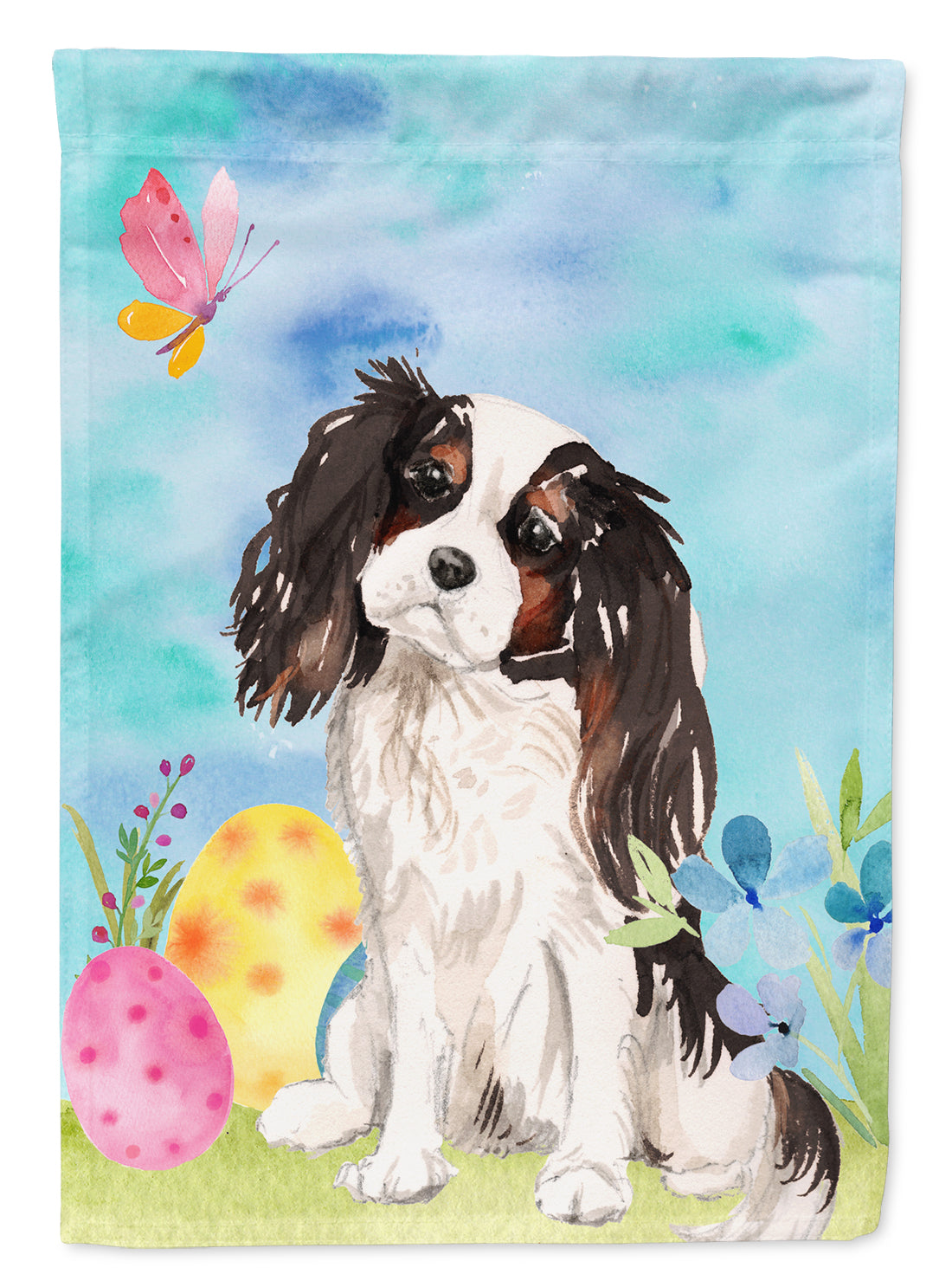 Tricolor Cavalier Spaniel Easter Flag Canvas House Size BB9612CHF  the-store.com.