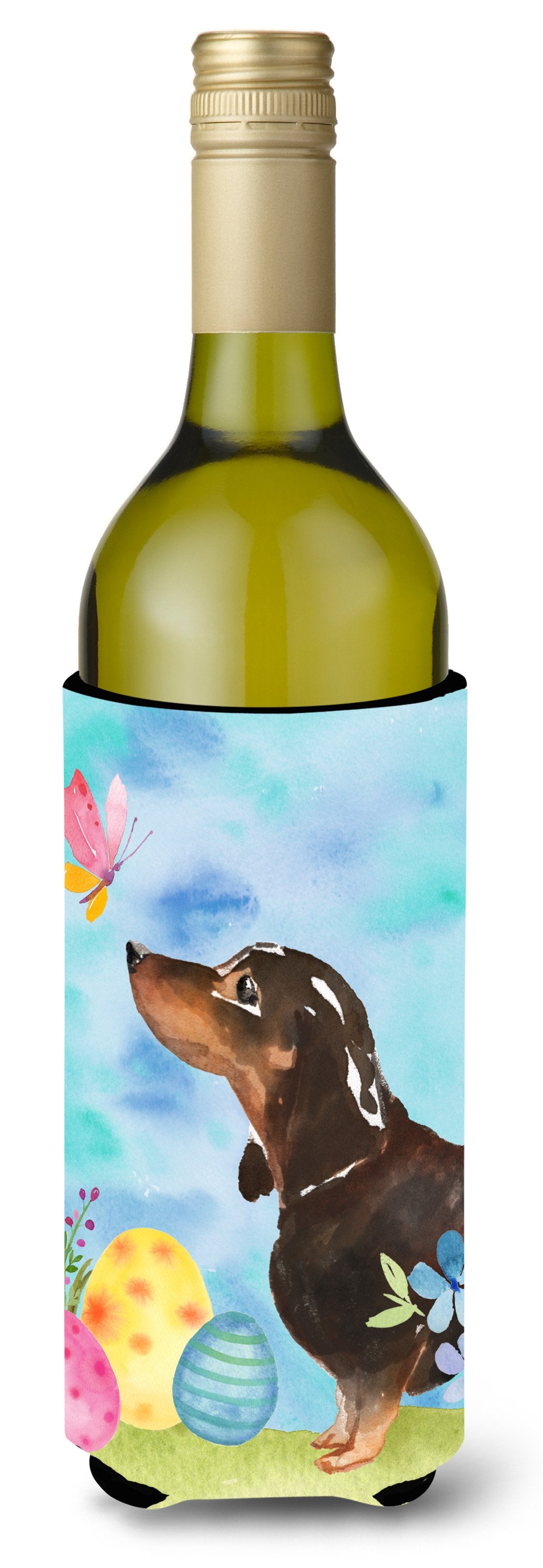 Black and Tan Dachshund Easter Wine Bottle Beverge Insulator Hugger BB9615LITERK by Caroline&#39;s Treasures