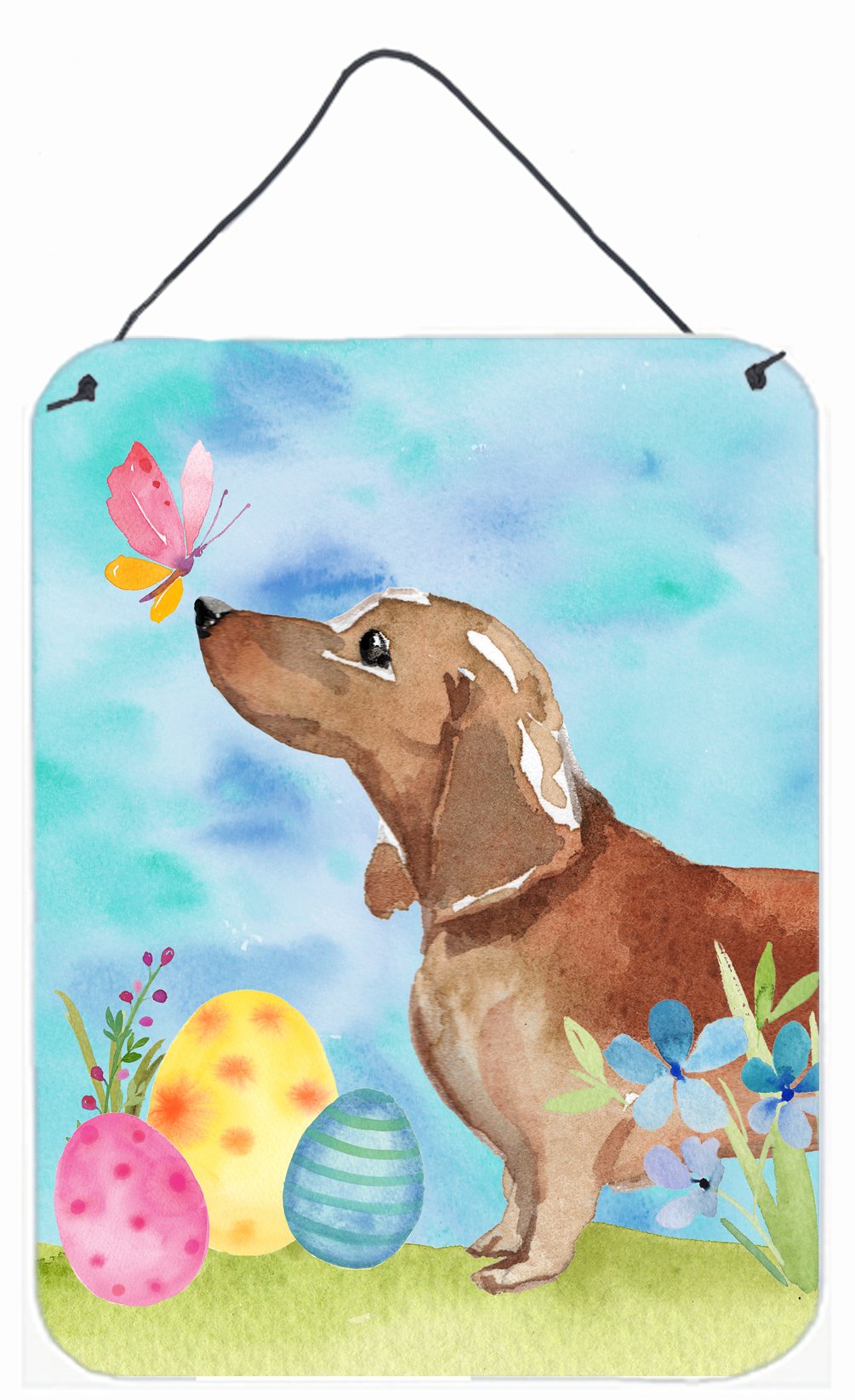 Red Tan Dachshund Easter Wall or Door Hanging Prints BB9616DS1216 by Caroline&#39;s Treasures