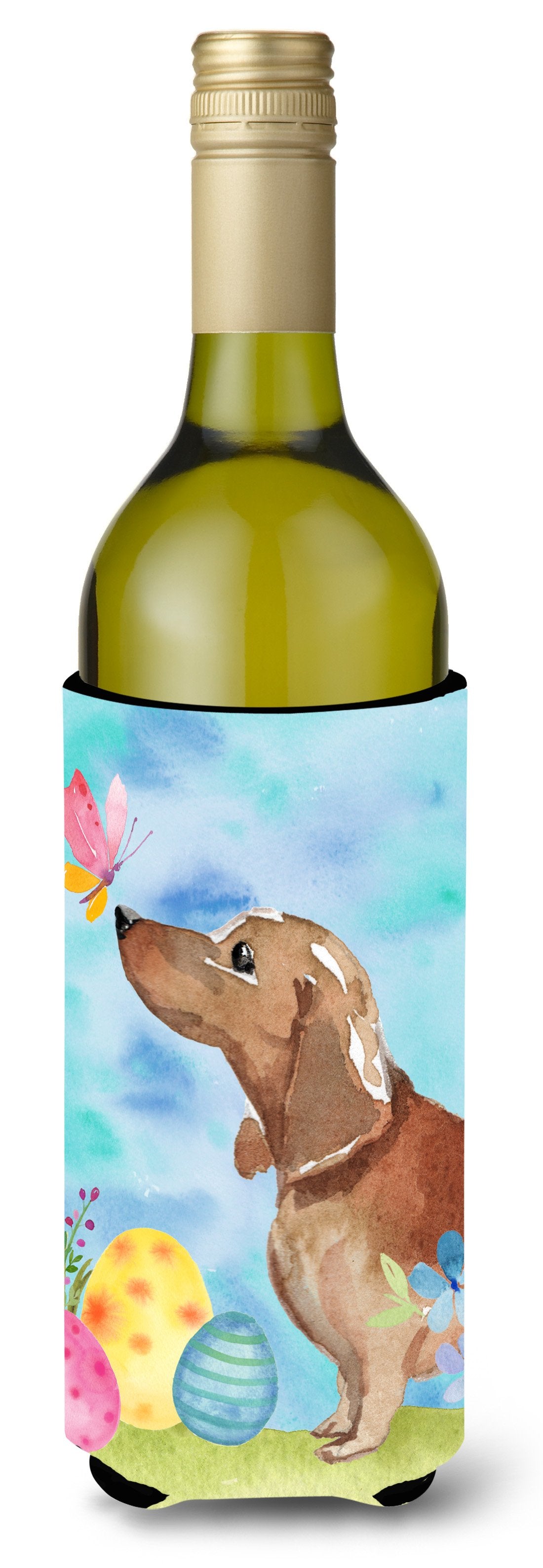 Red Tan Dachshund Easter Wine Bottle Beverge Insulator Hugger BB9616LITERK by Caroline&#39;s Treasures