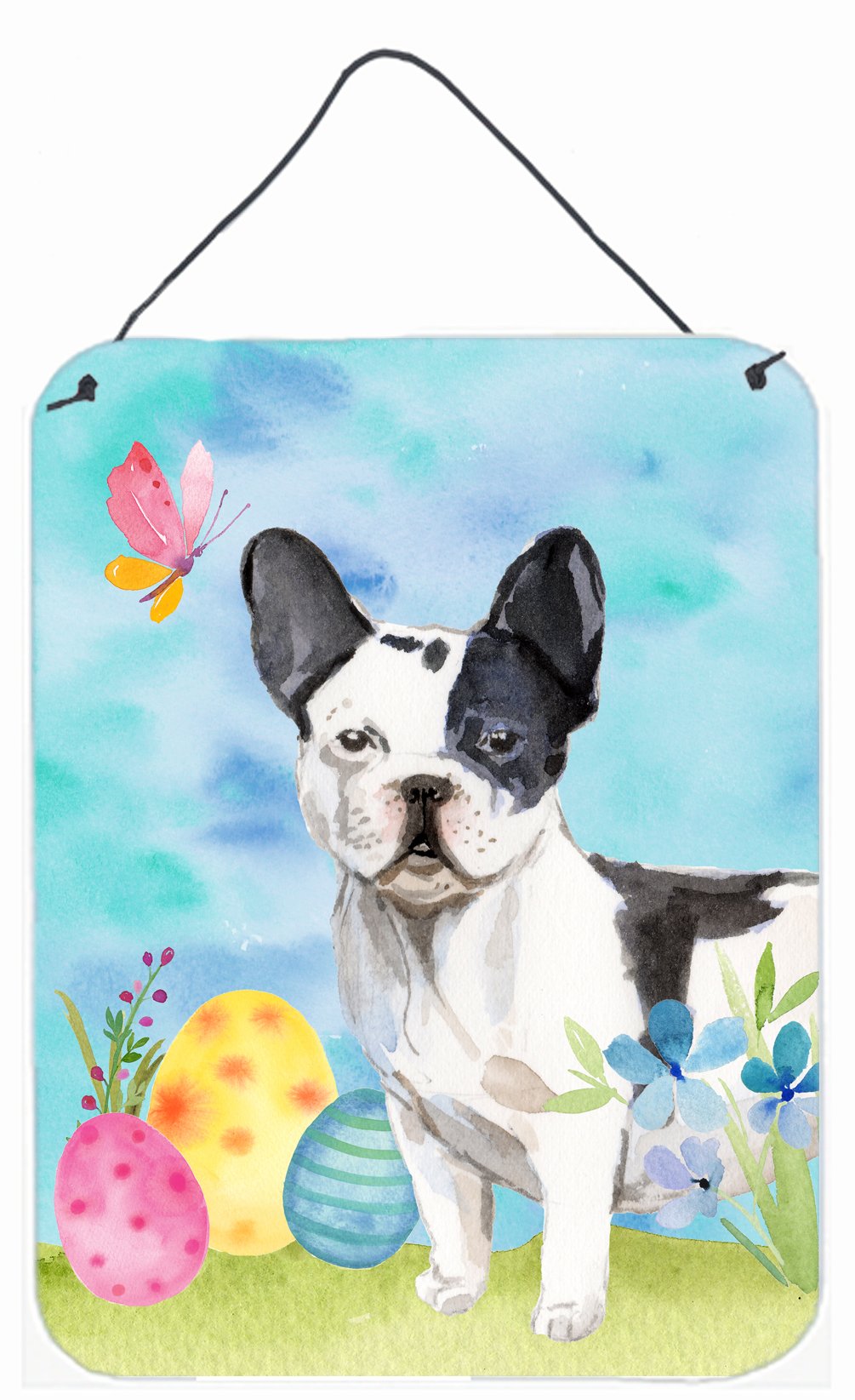 Black White French Bulldog Easter Wall or Door Hanging Prints BB9617DS1216 by Caroline&#39;s Treasures