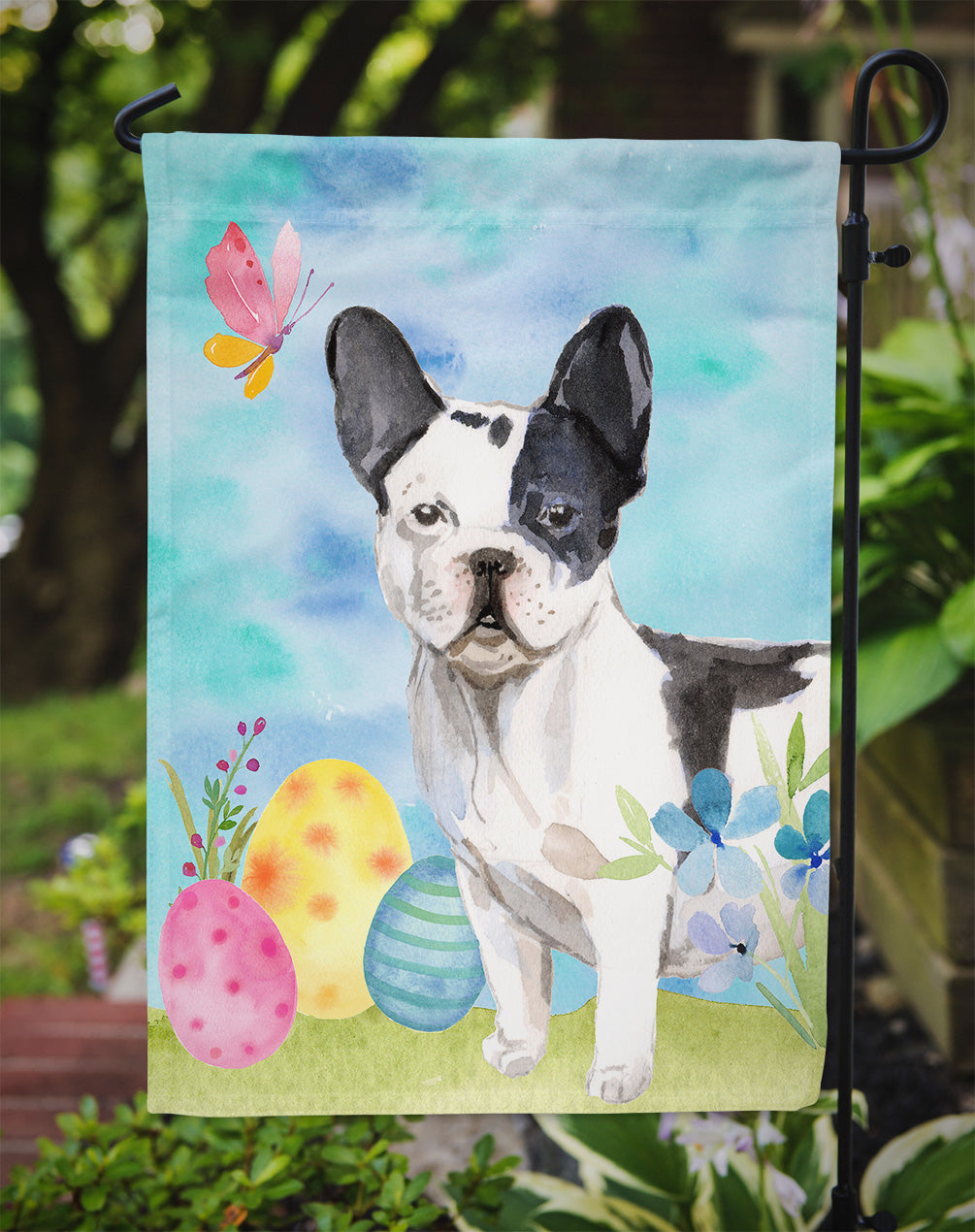 Black White French Bulldog Easter Flag Garden Size BB9617GF