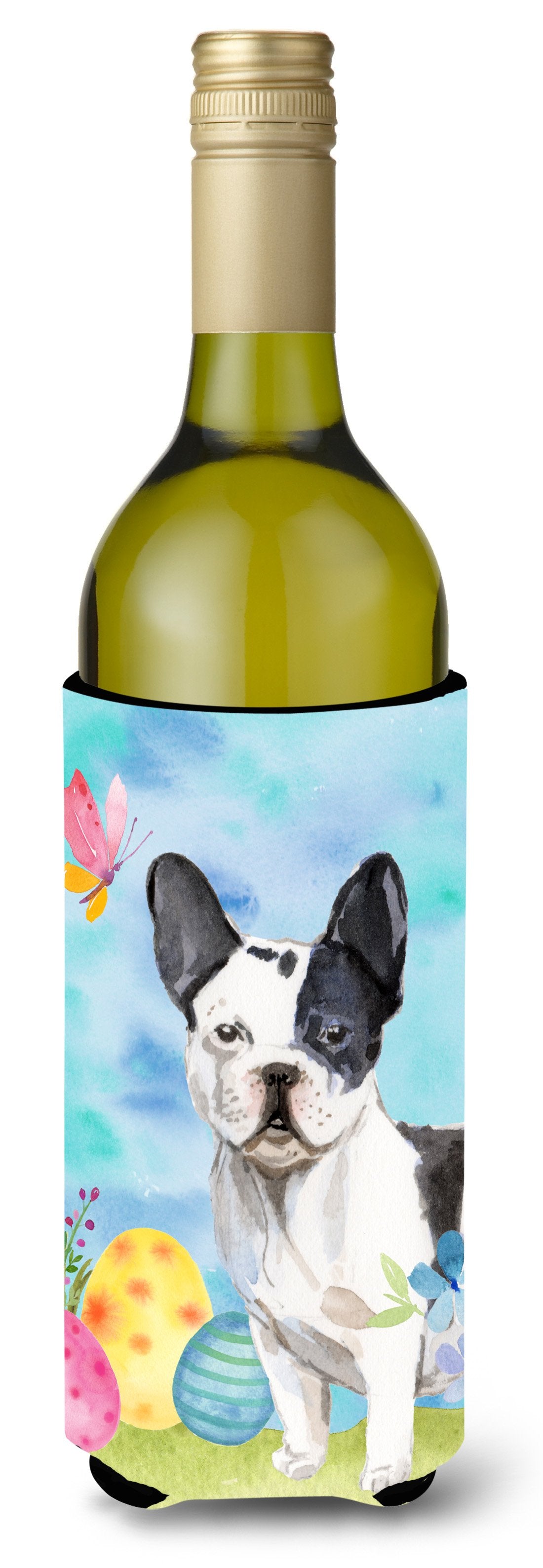 Black White French Bulldog Easter Wine Bottle Beverge Insulator Hugger BB9617LITERK by Caroline&#39;s Treasures