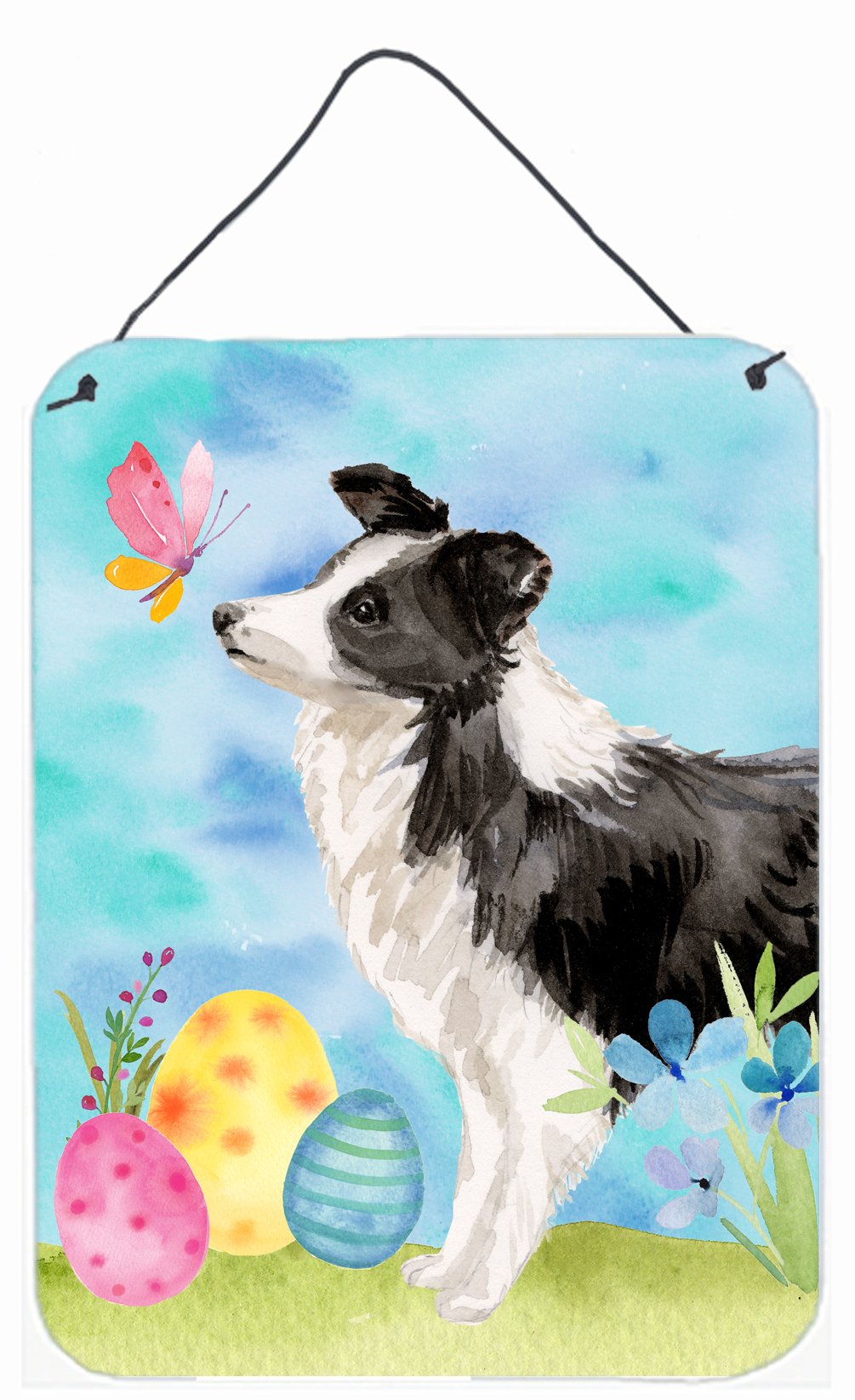 Border Collie Easter Wall or Door Hanging Prints BB9618DS1216 by Caroline&#39;s Treasures