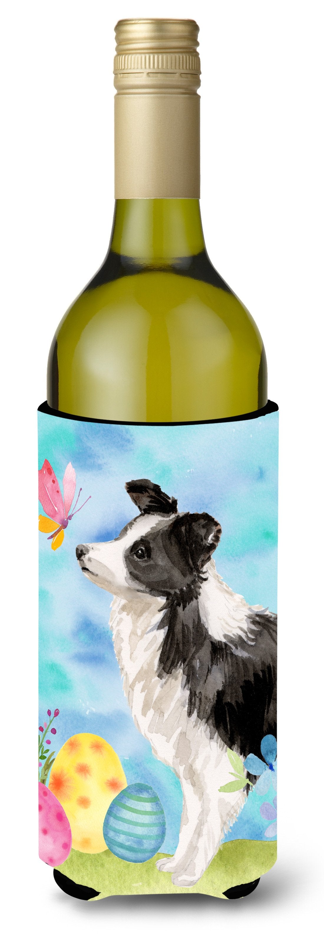Border Collie Easter Wine Bottle Beverge Insulator Hugger BB9618LITERK by Caroline&#39;s Treasures