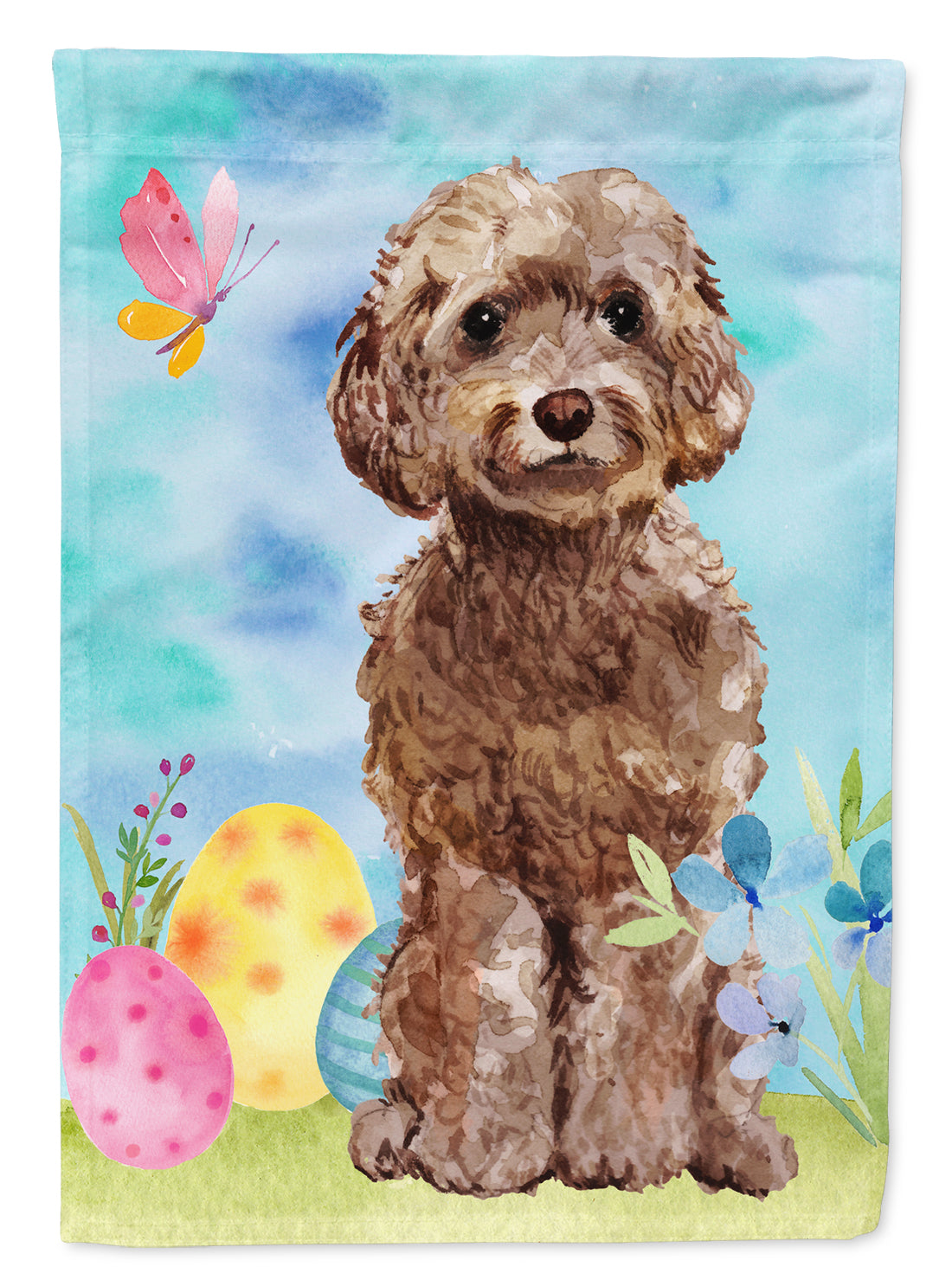 Brown Cockapoo Easter Flag Canvas House Size BB9619CHF