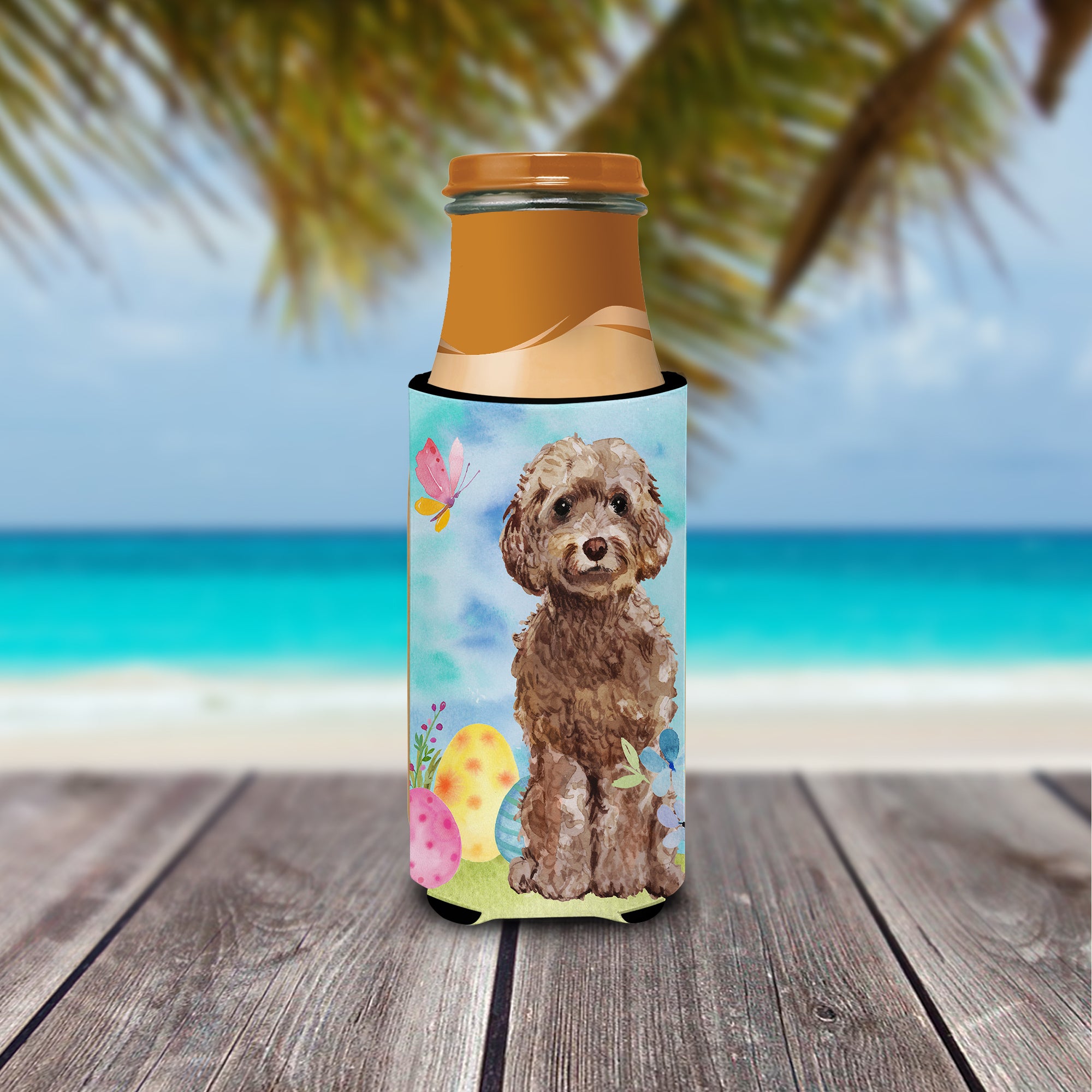 Brown Cockapoo Easter  Ultra Hugger for slim cans BB9619MUK