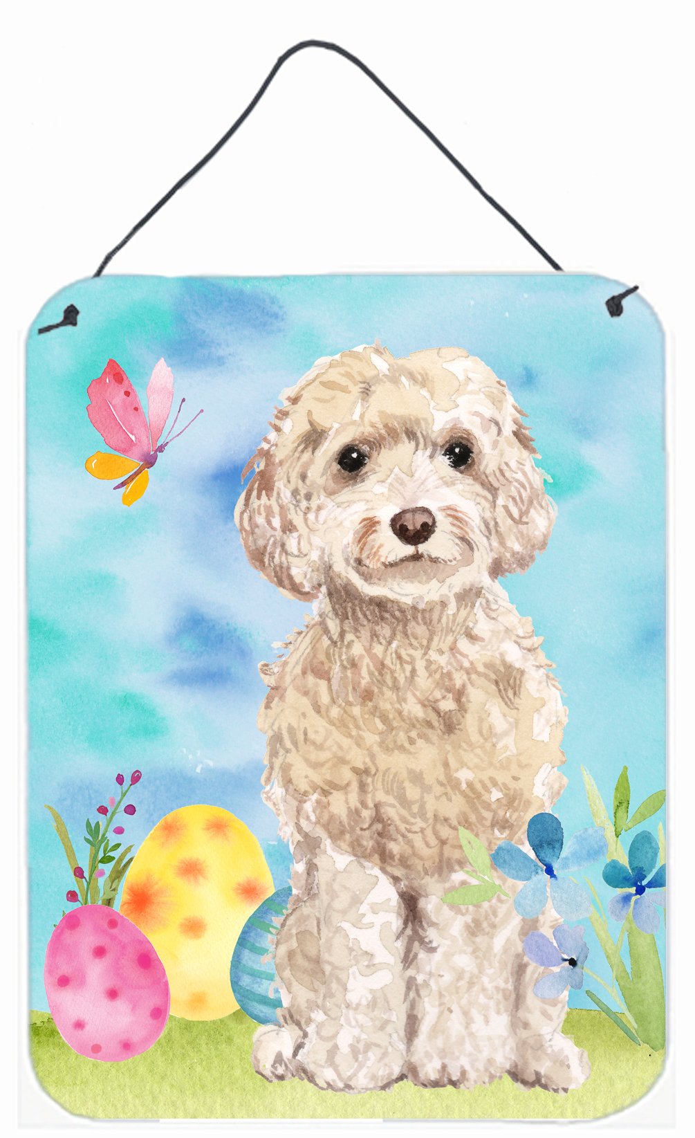 Champagne Cockapoo Easter Wall or Door Hanging Prints BB9620DS1216 by Caroline&#39;s Treasures