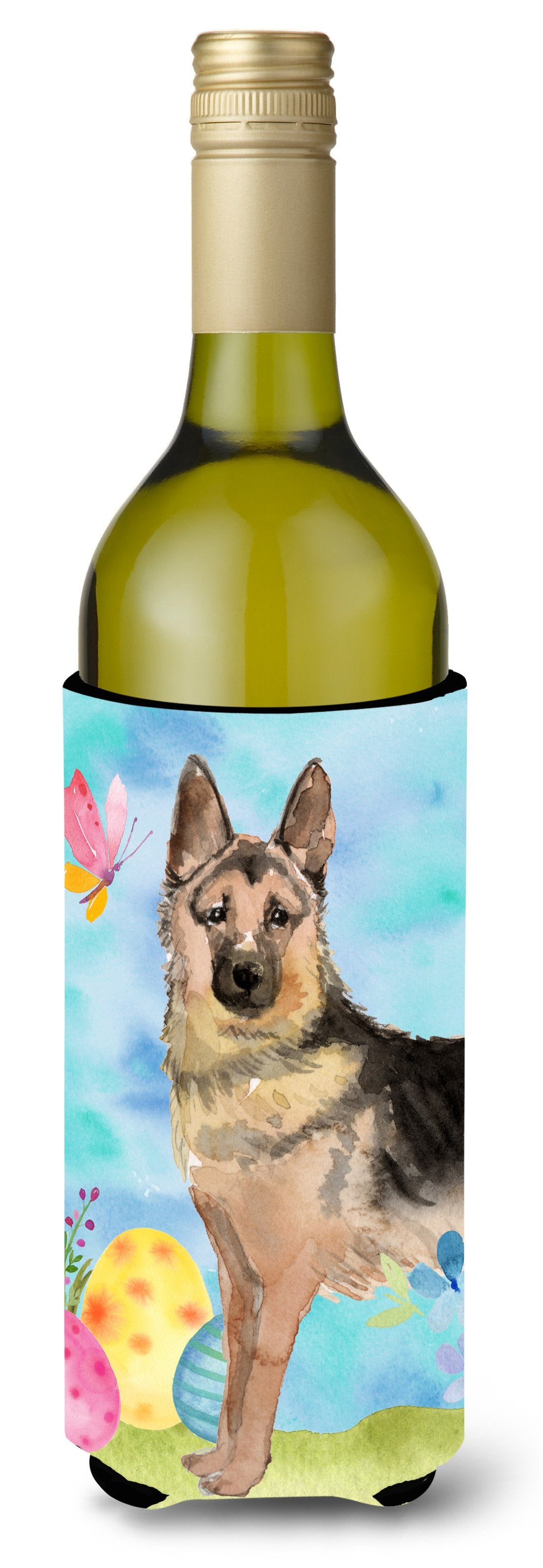 German Shepherd Easter Wine Bottle Beverge Insulator Hugger BB9627LITERK by Caroline&#39;s Treasures