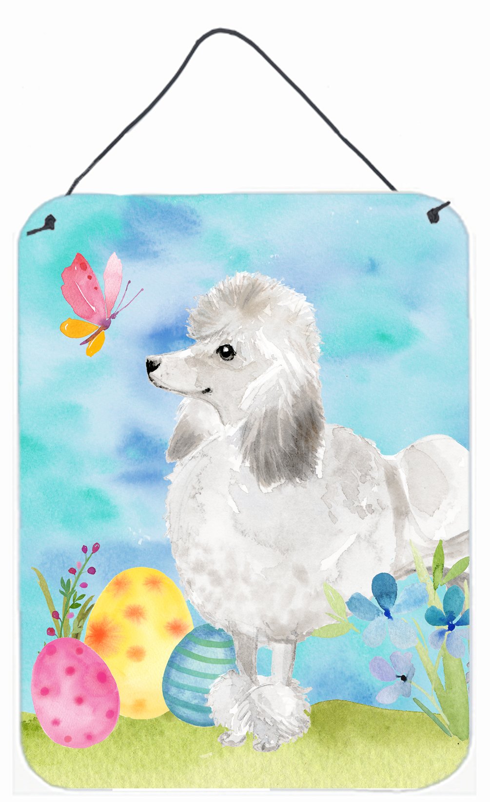 White Standard Poodle Easter Wall or Door Hanging Prints BB9630DS1216 by Caroline&#39;s Treasures