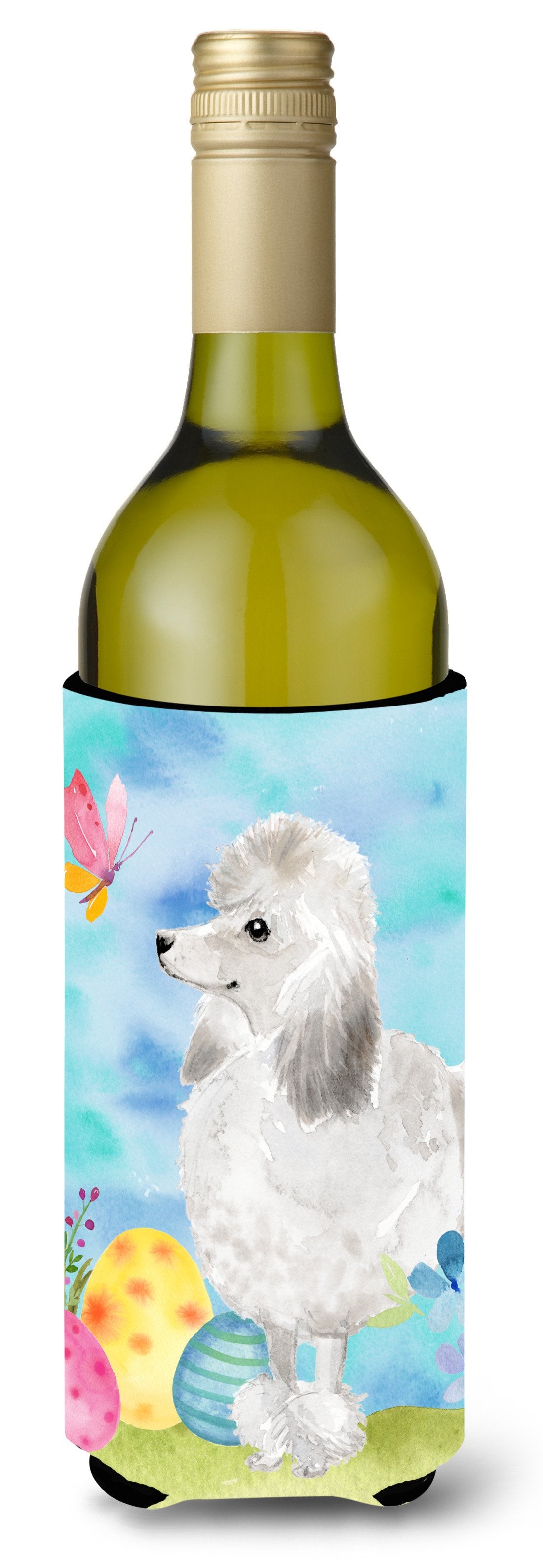 White Standard Poodle Easter Wine Bottle Beverge Insulator Hugger BB9630LITERK by Caroline&#39;s Treasures