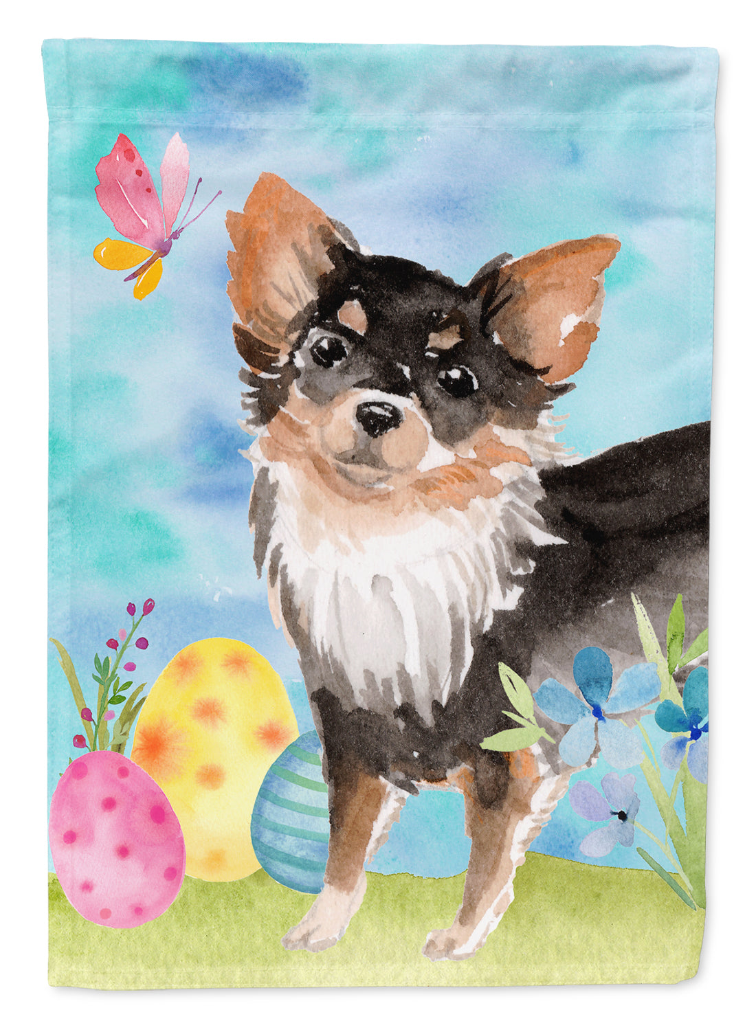 Long Haired Chihuahua Easter Flag Canvas House Size BB9633CHF  the-store.com.